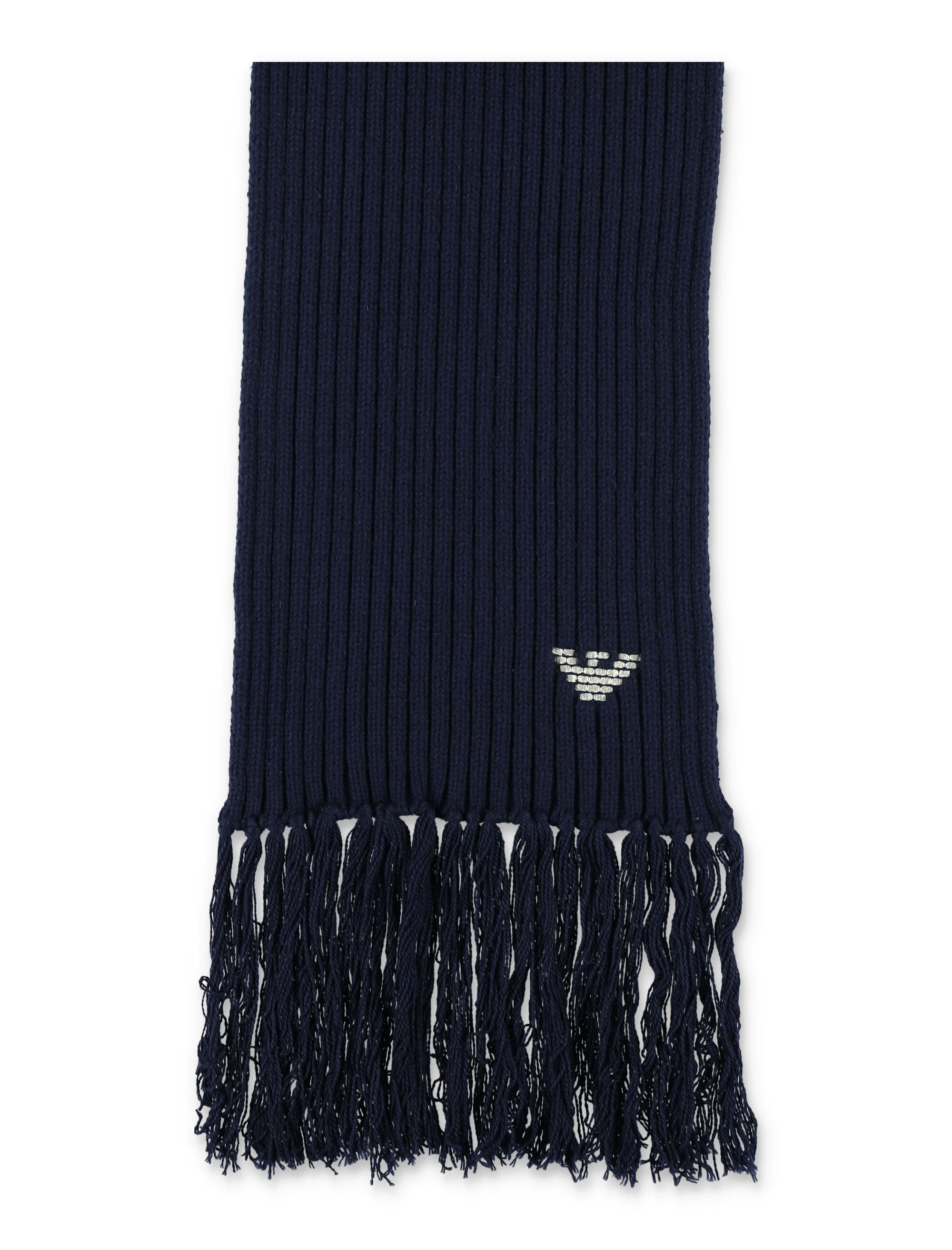 EMPORIO ARMANI Wool Blend Scarf with Fringed Trim for Men
