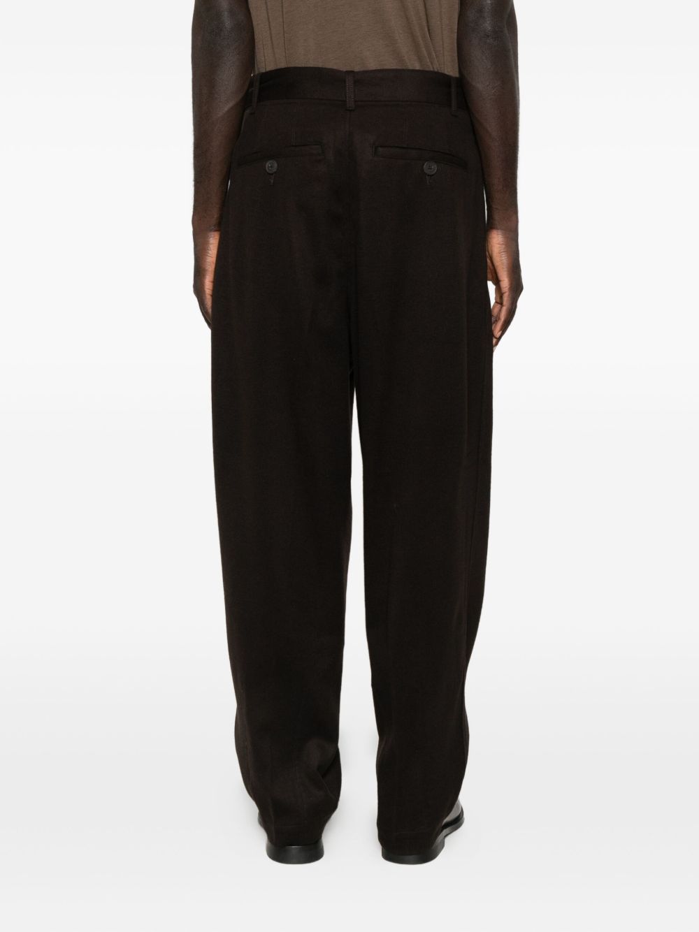 EMPORIO ARMANI Wool-Cashmere Blend Straight Leg Trousers with Belted Waist