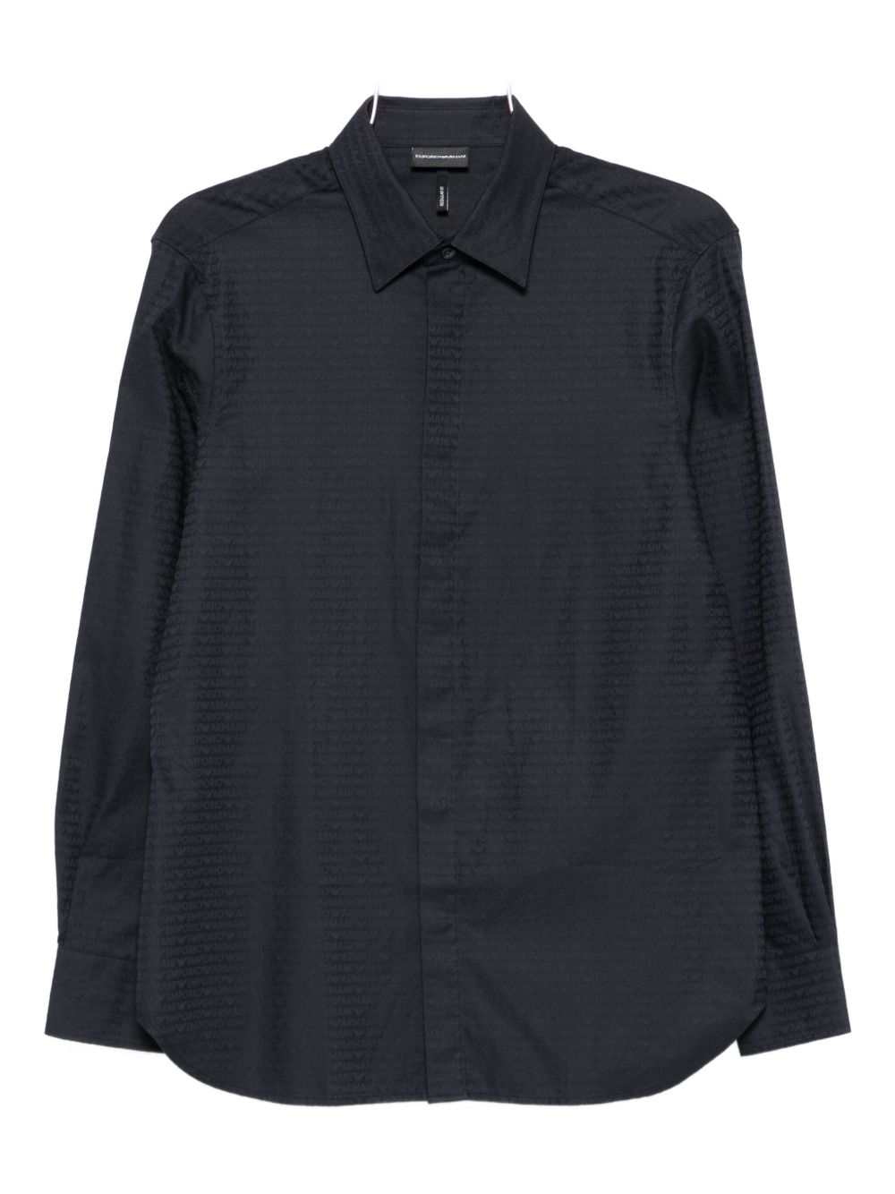 EMPORIO ARMANI Monogram Print Long Sleeve Cotton Shirt