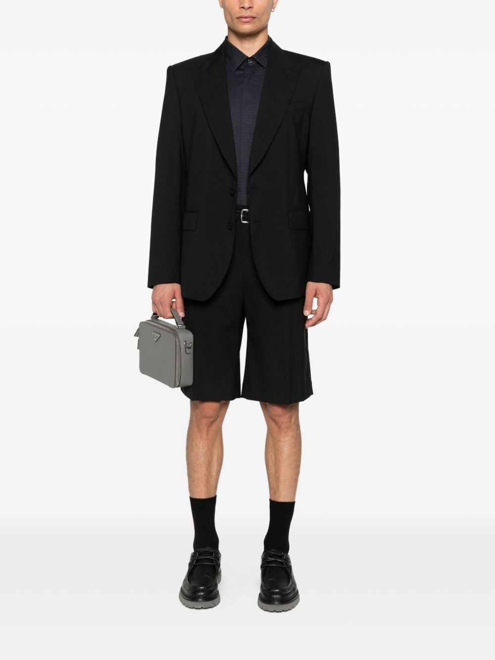 EMPORIO ARMANI Monogram Print Long Sleeve Cotton Shirt