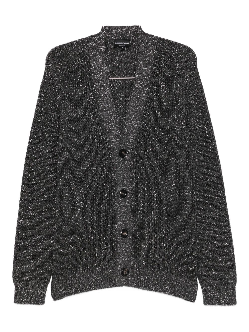 EMPORIO ARMANI Ribbed Knit Cardigan with Scarf Collar - FW25