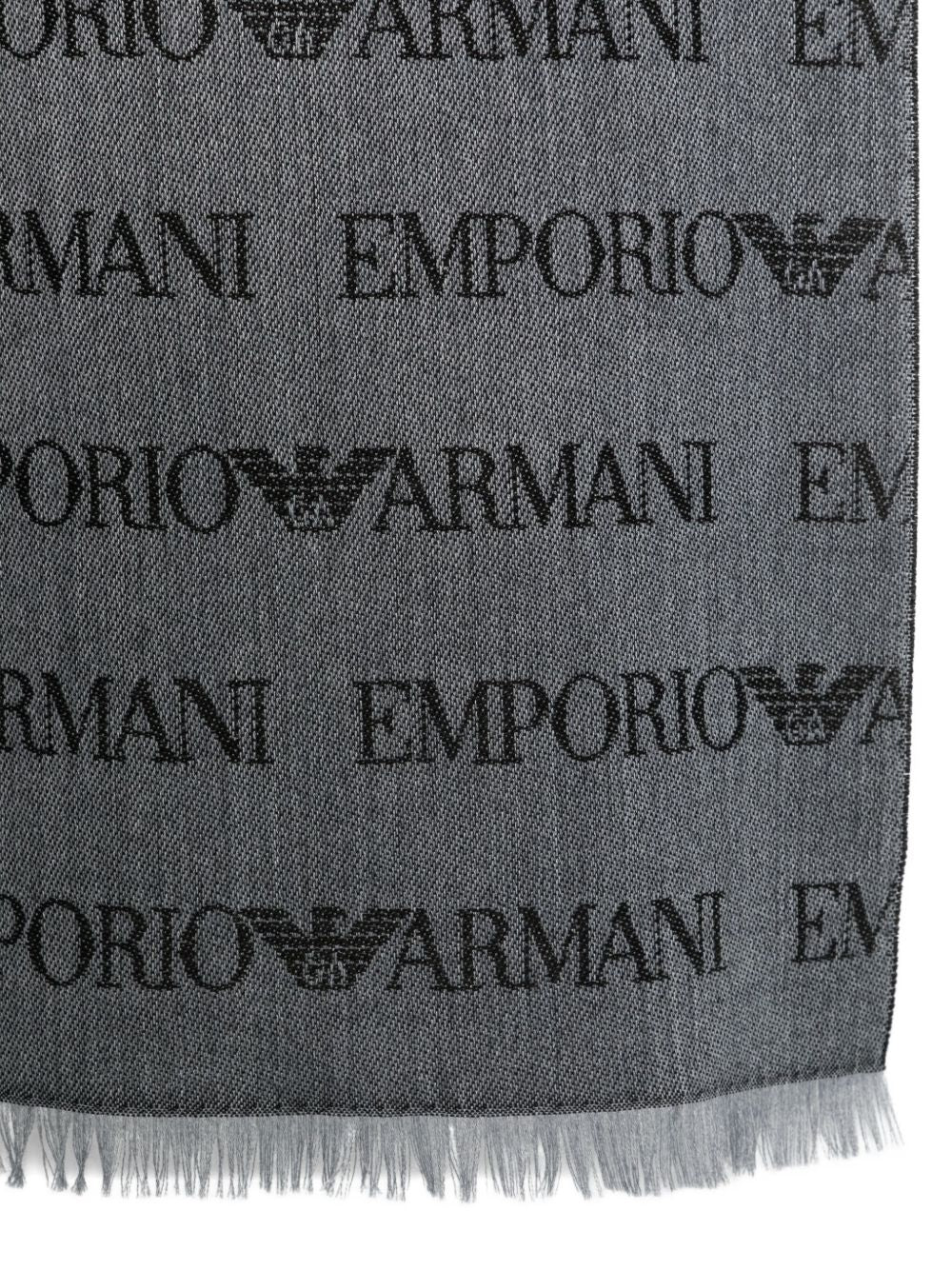 EMPORIO ARMANI Wool Blend Scarf with Fringed Edges