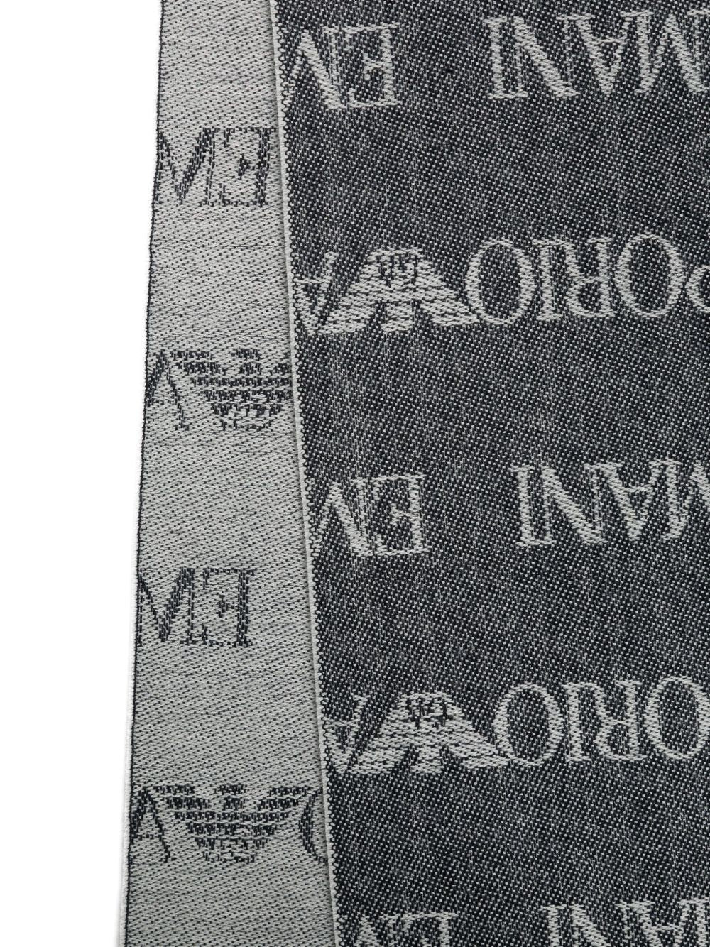 EMPORIO ARMANI Wool Blend Scarf with Fringed Edge