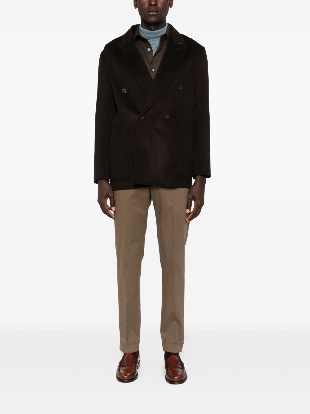 EMPORIO ARMANI Double-Breasted Wool-Blend Jacket for Men