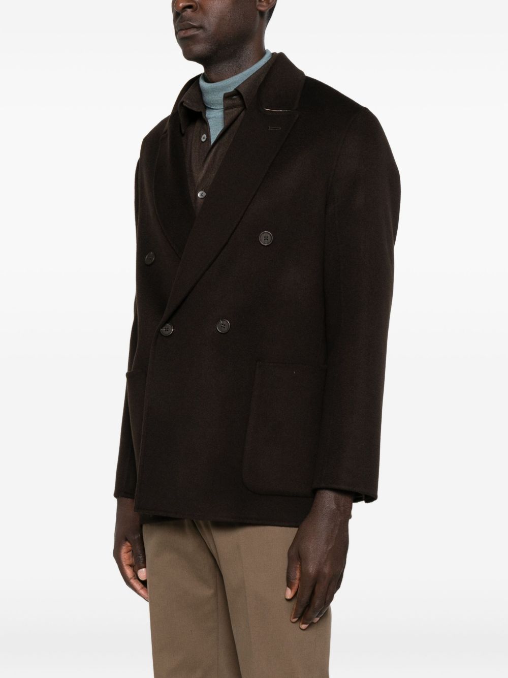EMPORIO ARMANI Double-Breasted Wool-Blend Jacket for Men