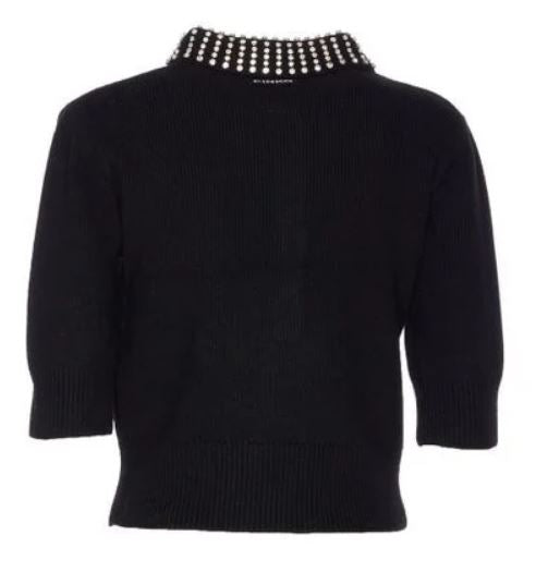 PINKO Wool-Blend Mini Sweater with Crystal Embellishment