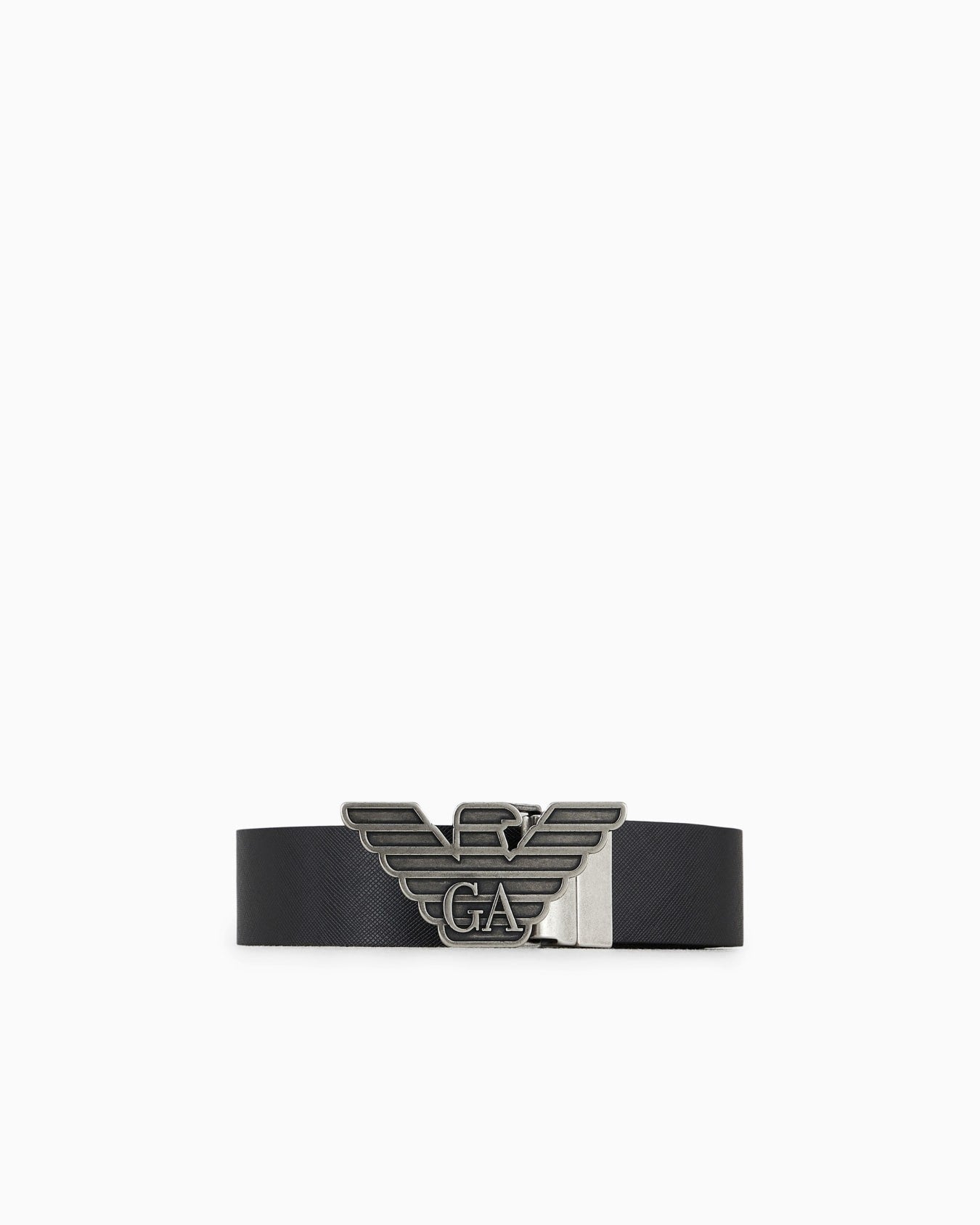 EMPORIO ARMANI Reversible Leather Belt with Contoured Metal Buckle, 125 x 3.5 cm