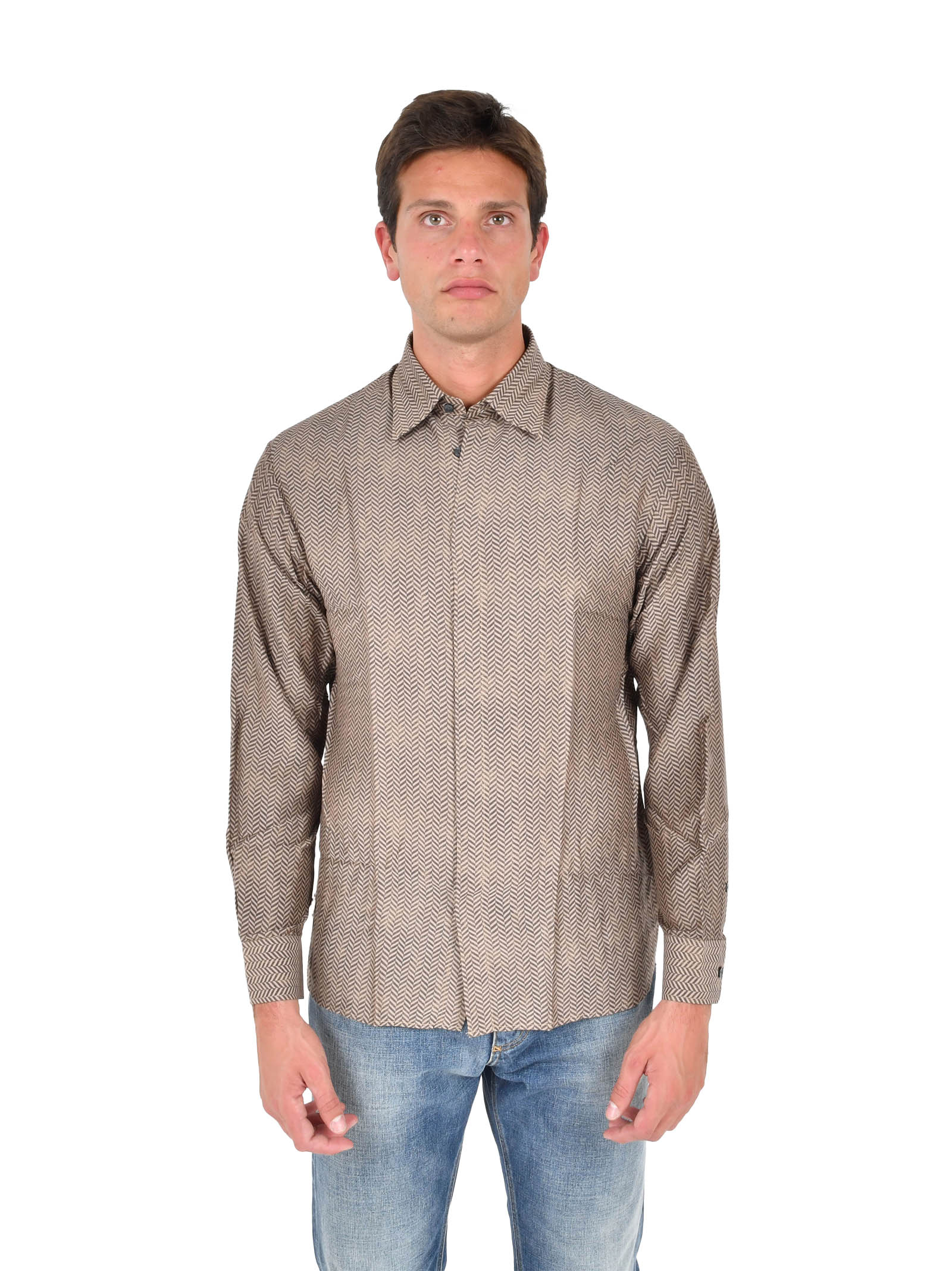 EMPORIO ARMANI Stylish Chevron Patterned Shirt for Men - Fall Winter 25/26