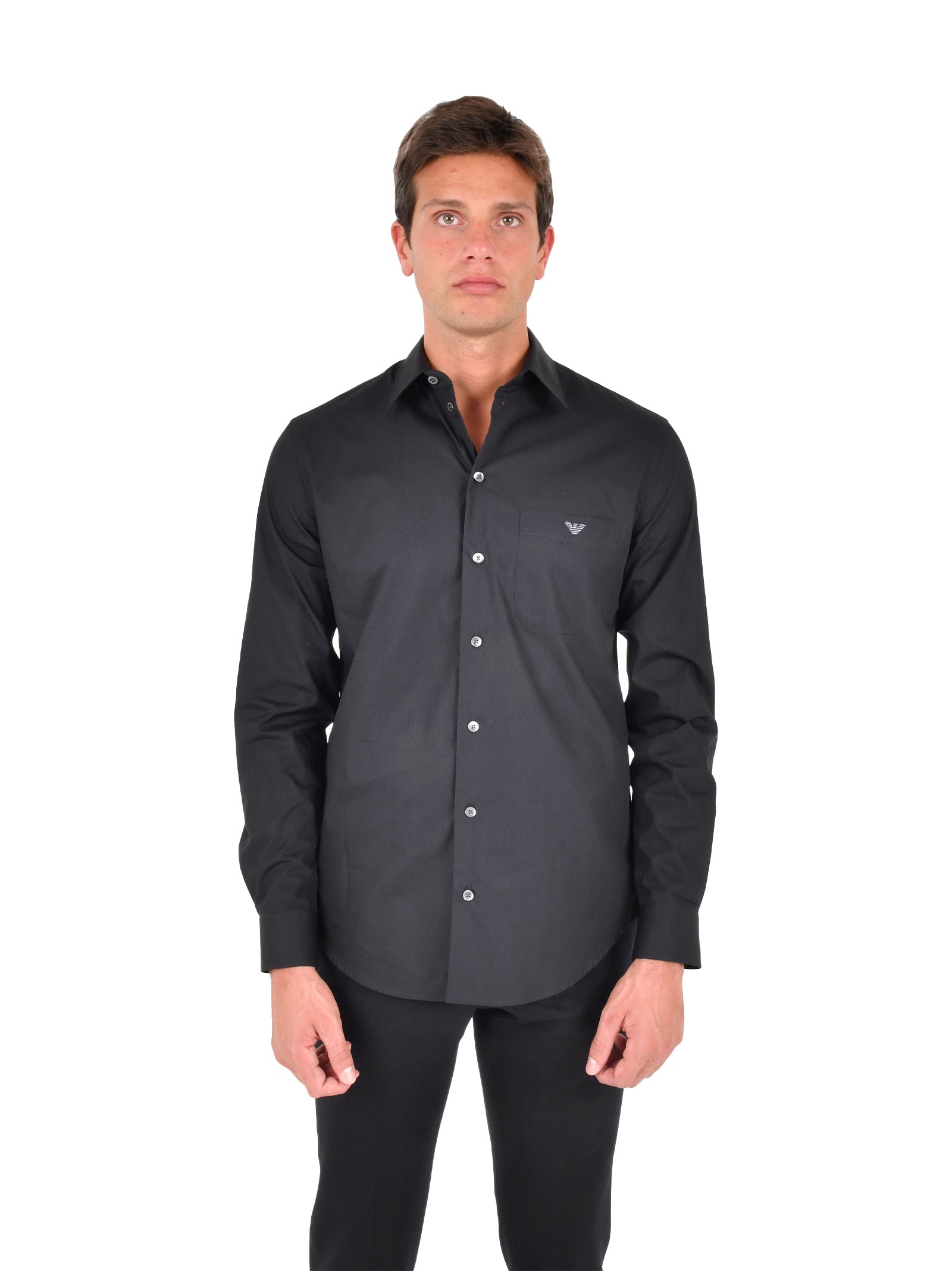 EMPORIO ARMANI Sleek Stretch Shirt with Chest Pocket for Men - FW25