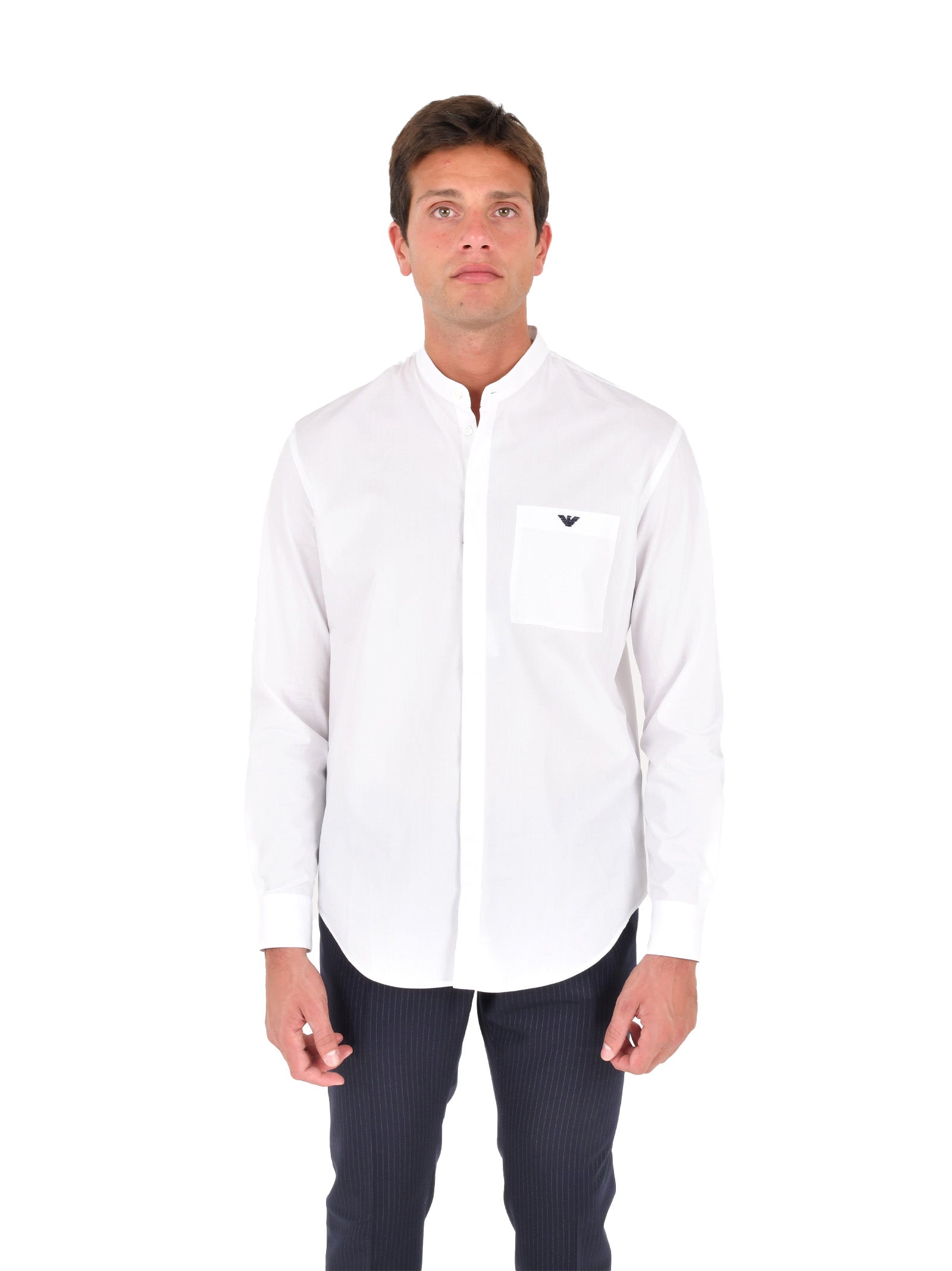 EMPORIO ARMANI Sleek Mandarin Collar Shirt for Men - FW25