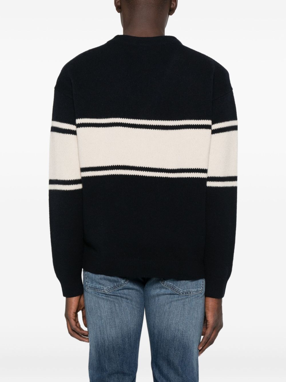 EMPORIO ARMANI V-Neck Cardigan with Cream Stripes - FW25