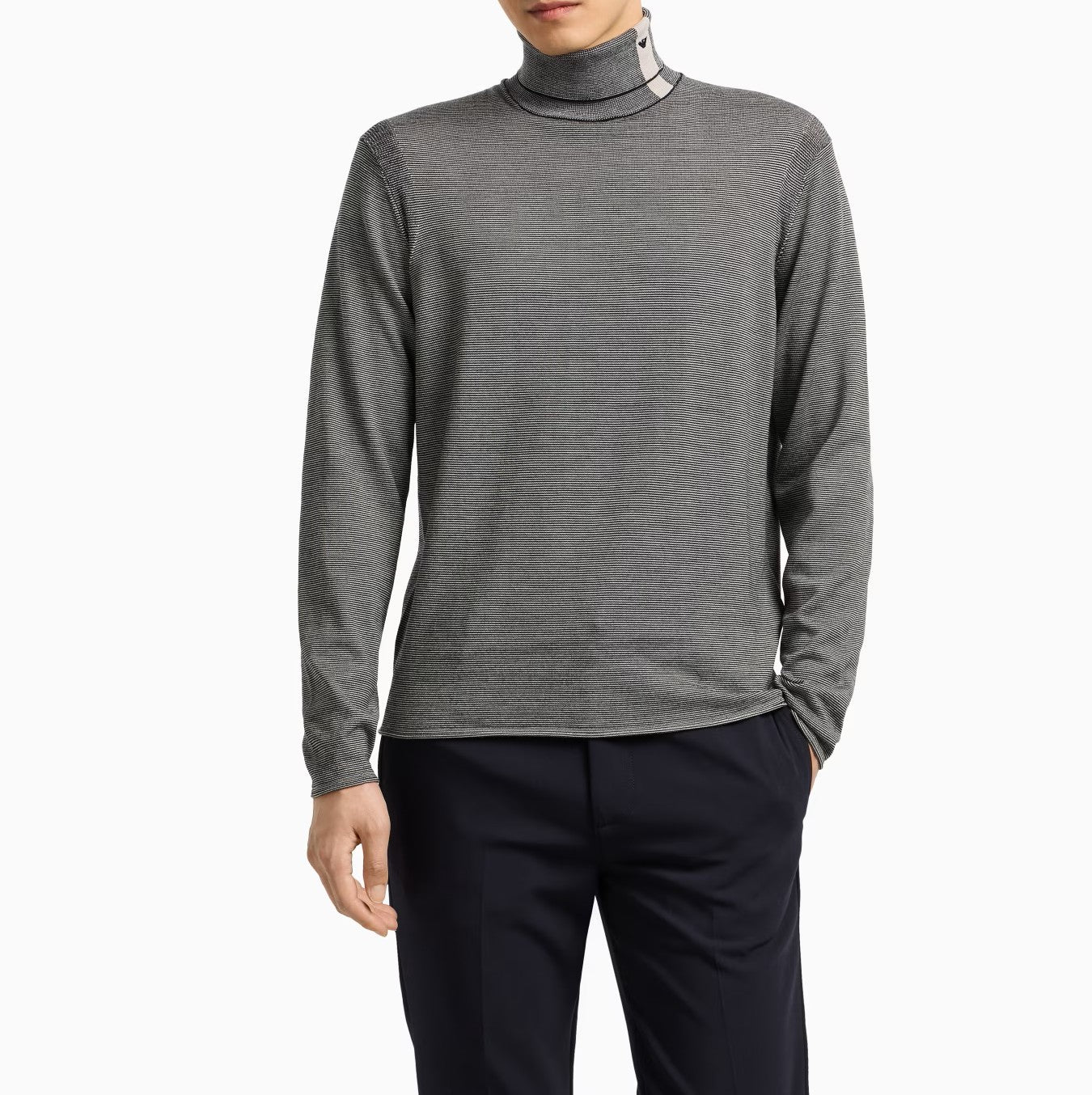 EMPORIO ARMANI Men's Striped Roll Neck Pullover