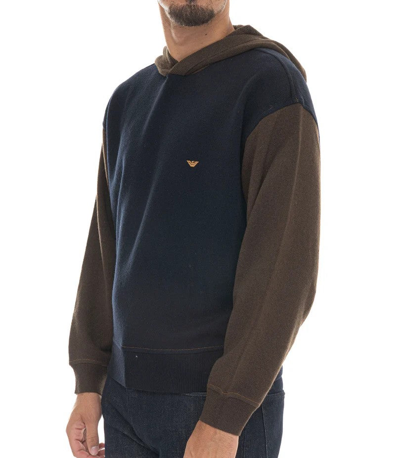 EMPORIO ARMANI Men's Two-Tone Hoodie Pullover - Relaxed Fit, 93 cm Chest