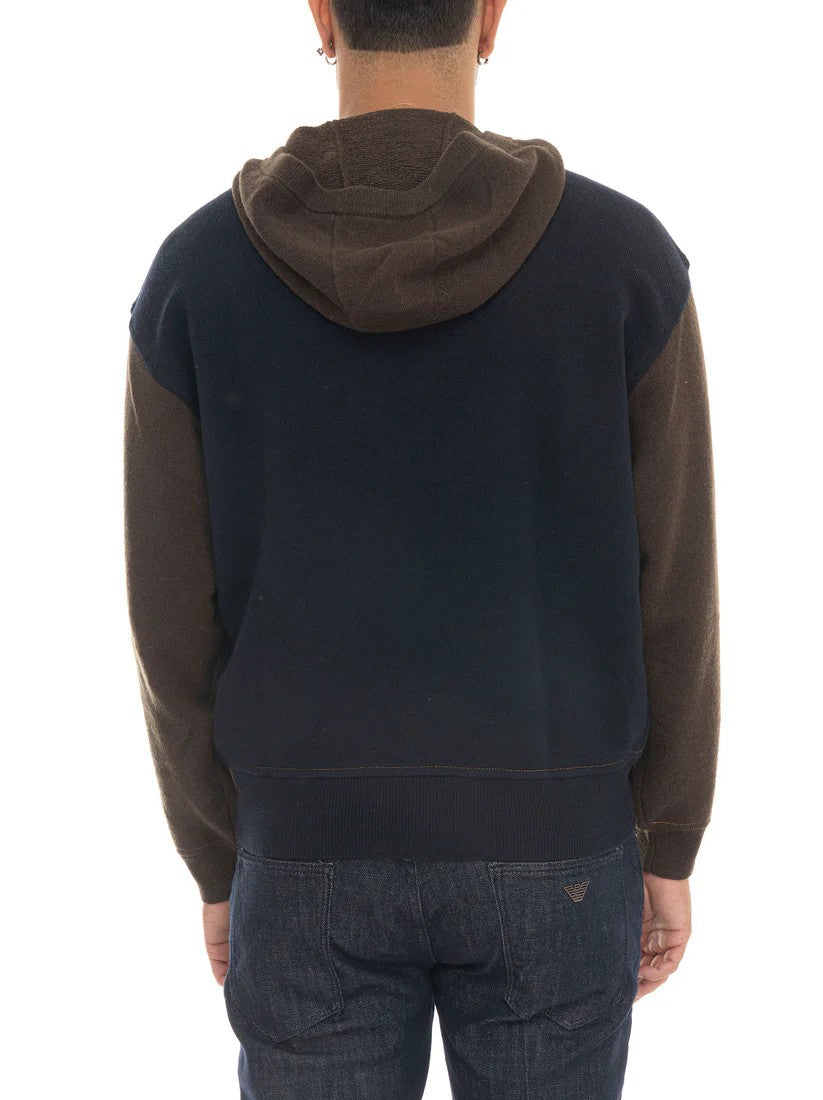 EMPORIO ARMANI Men's Two-Tone Hoodie Pullover - Relaxed Fit, 93 cm Chest