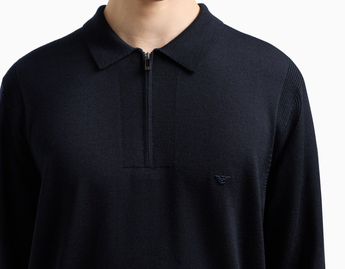 EMPORIO ARMANI Slim Knit Polo Pullover for Men