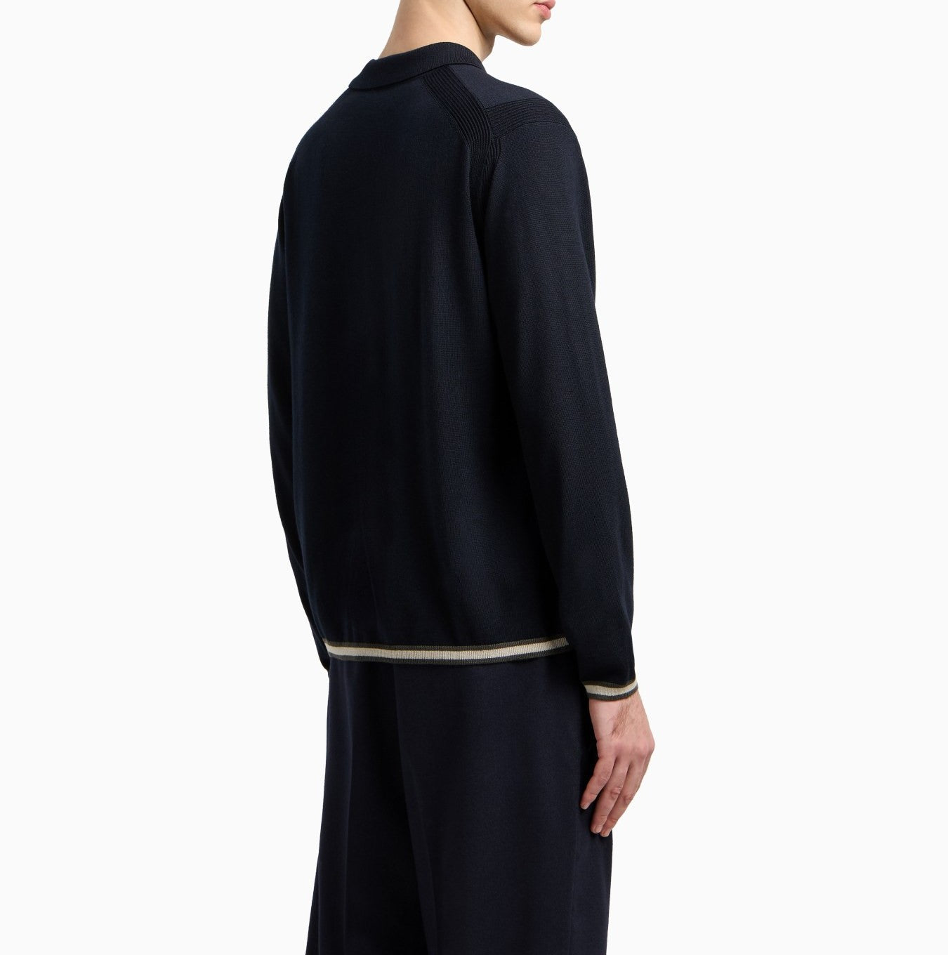 EMPORIO ARMANI Slim Knit Polo Pullover for Men