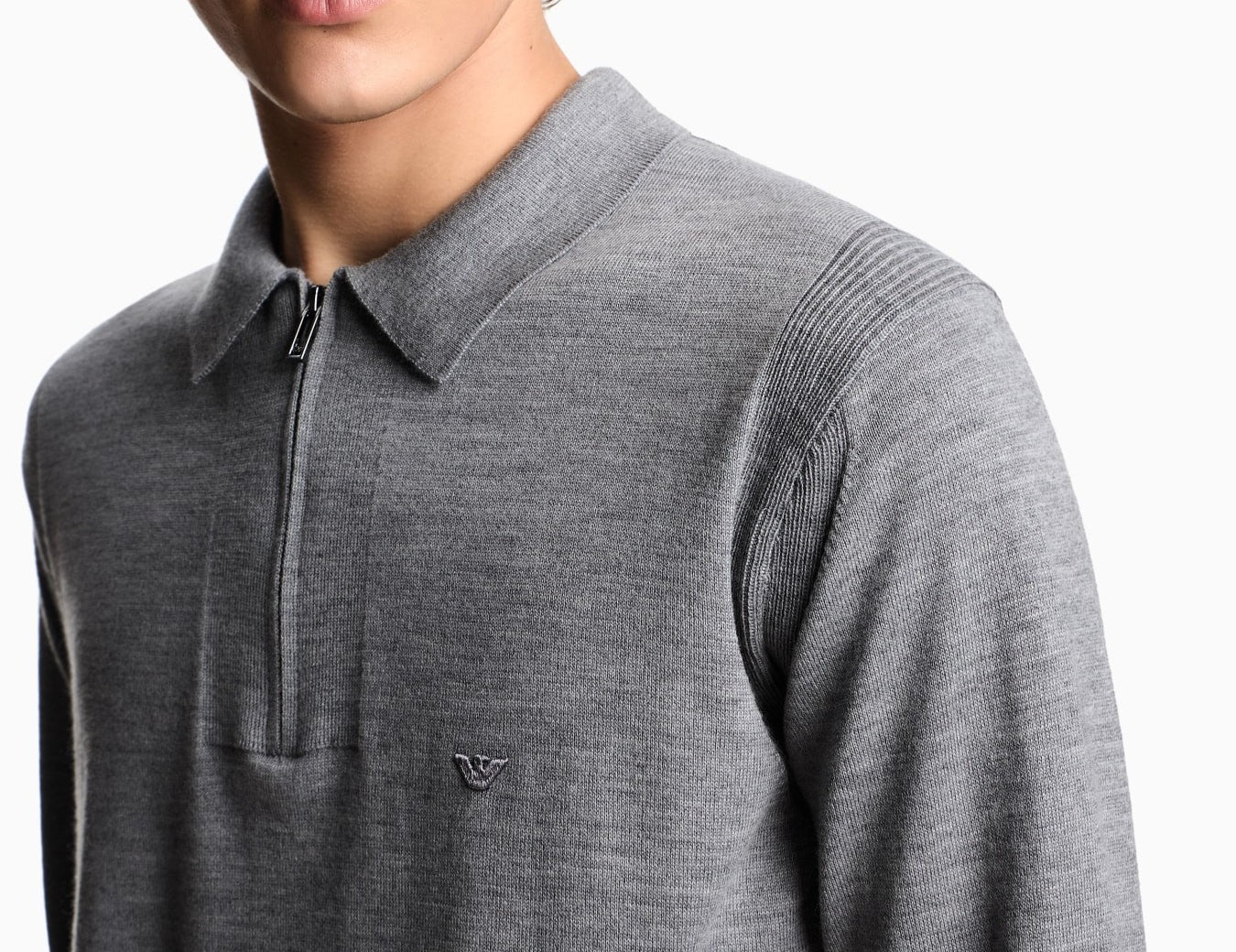 EMPORIO ARMANI Slim Knit Mini Polo Pullover for Men
