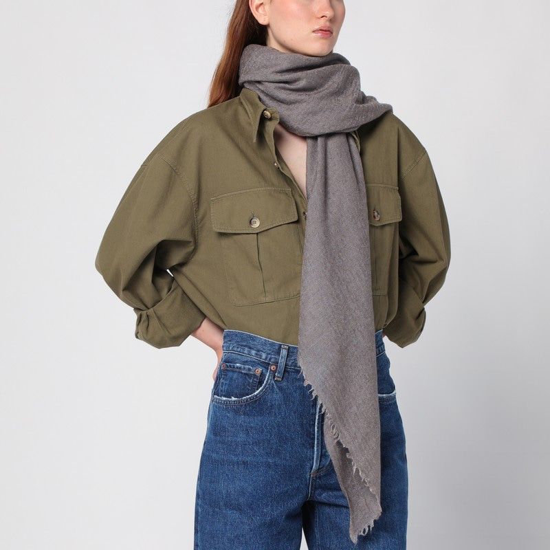 DESTIN Wool-Silk Blend Scarf with Frayed Edges