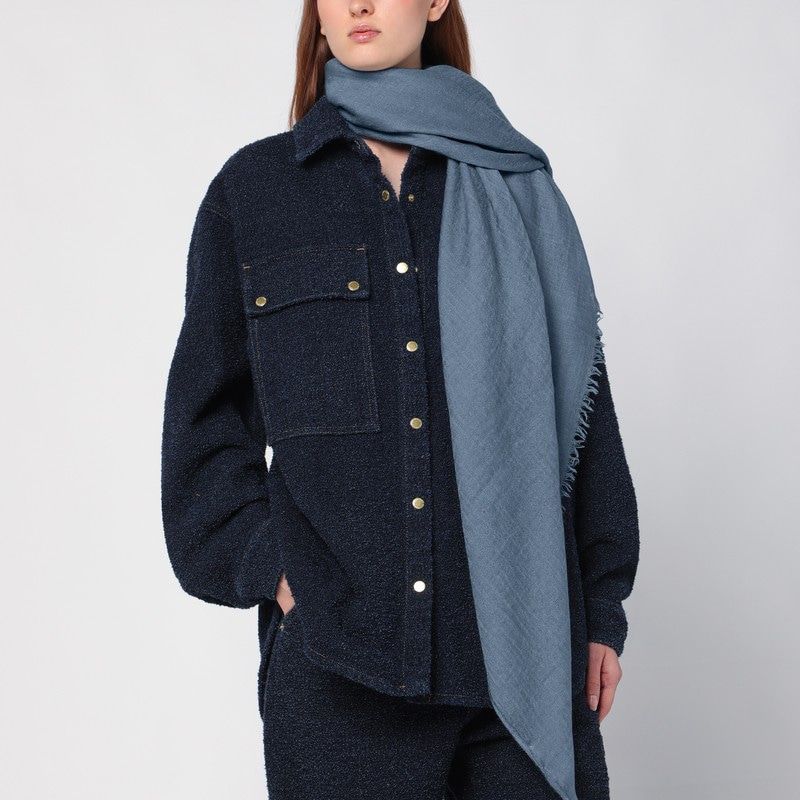 DESTIN Wool-Silk Blend Scarf with Frayed Edges