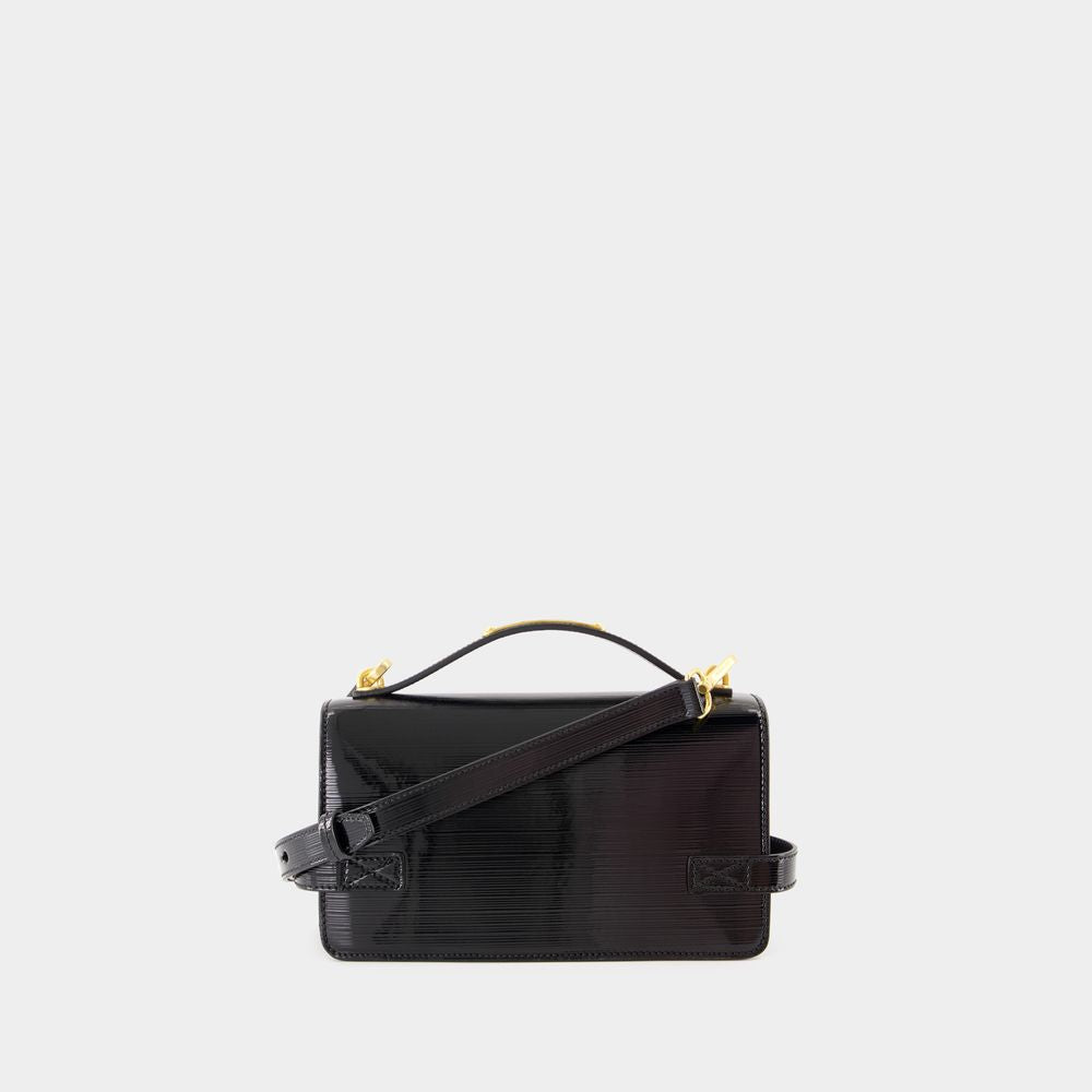 BALMAIN Mini Crossbody Bag with Striped Patent Leather