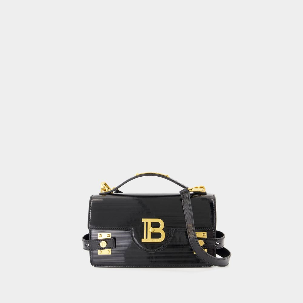 BALMAIN Mini Crossbody Bag with Striped Patent Leather