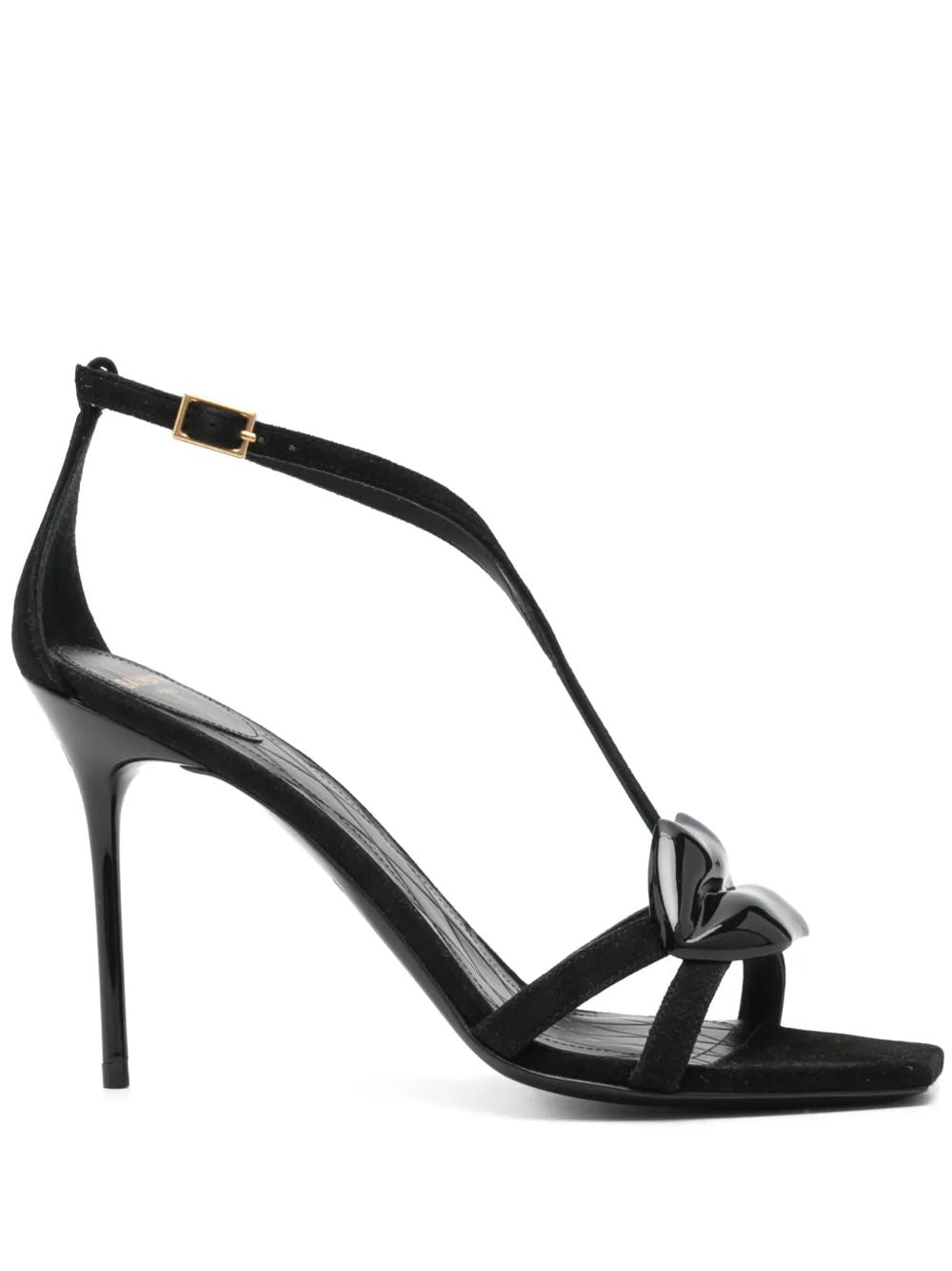 BALMAIN Lips Sandals with Suede and Lacquered Brass Accents
