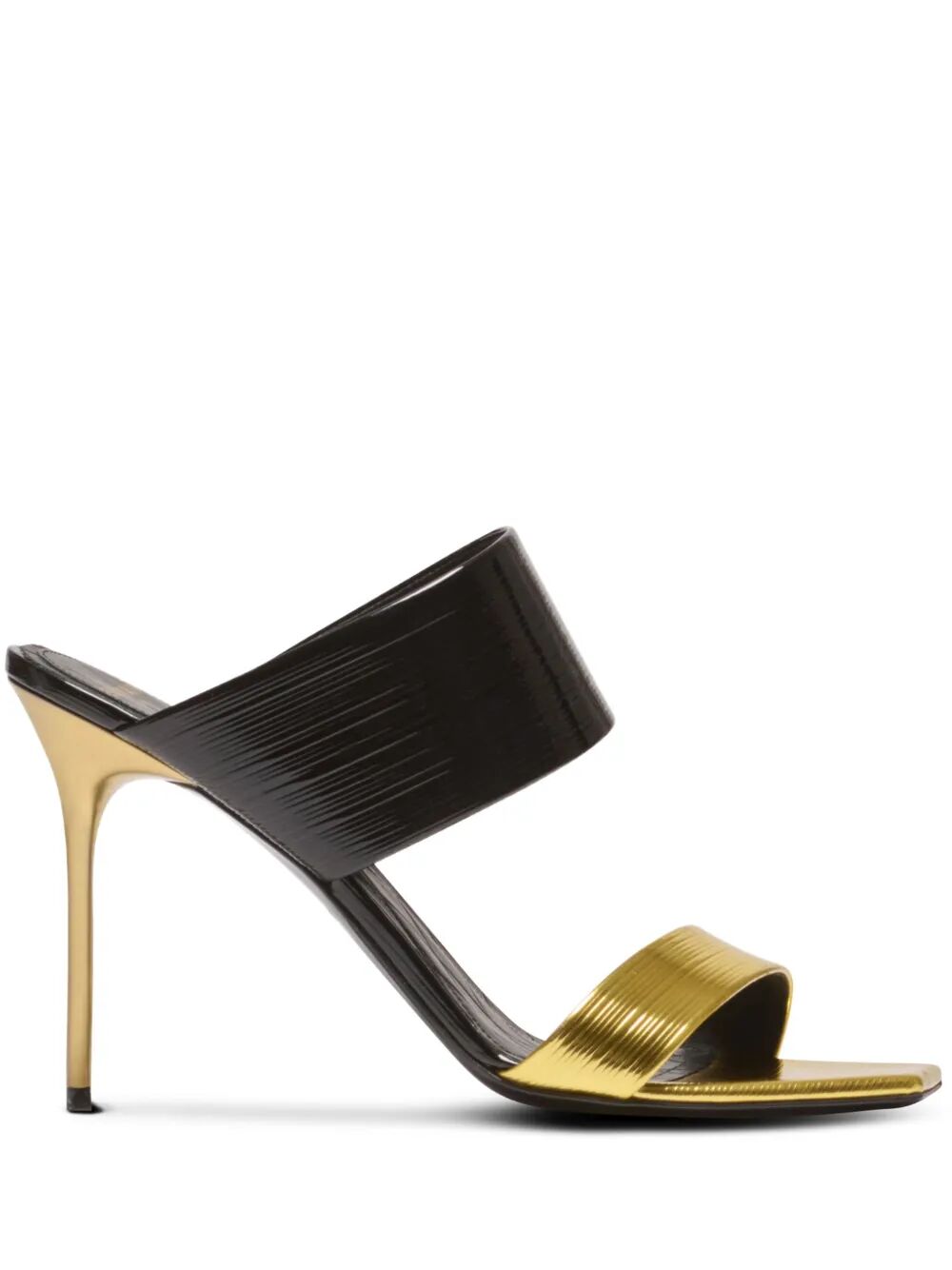 BALMAIN Flat Striped Patent Leather Sandals