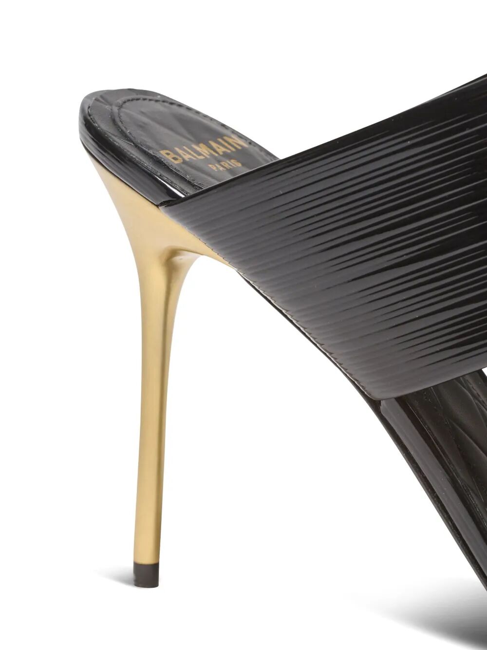 BALMAIN Flat Striped Patent Leather Sandals