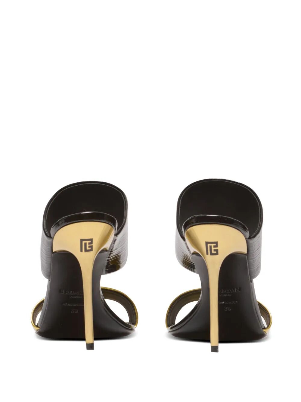 BALMAIN Flat Striped Patent Leather Sandals