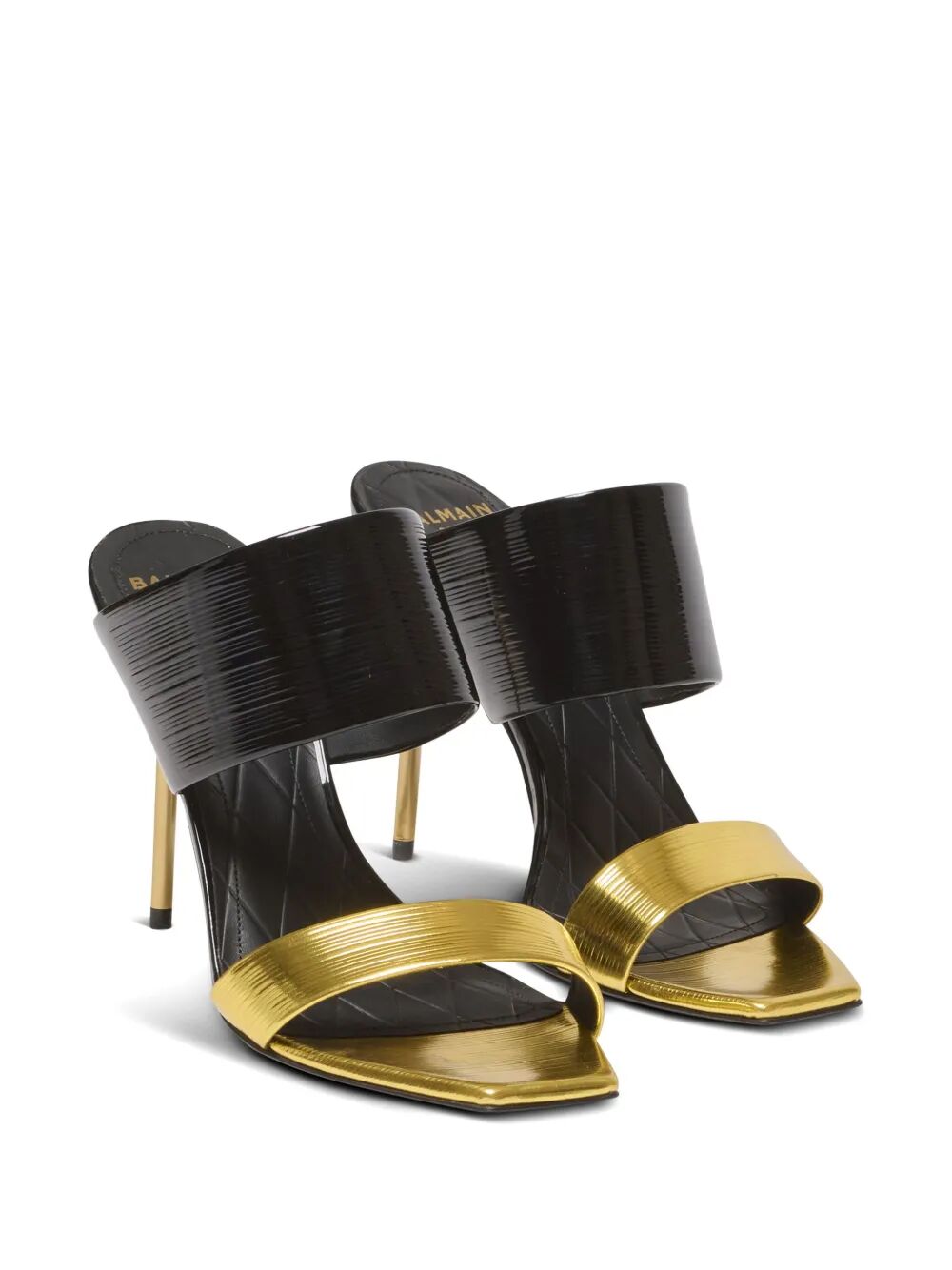 BALMAIN Flat Striped Patent Leather Sandals