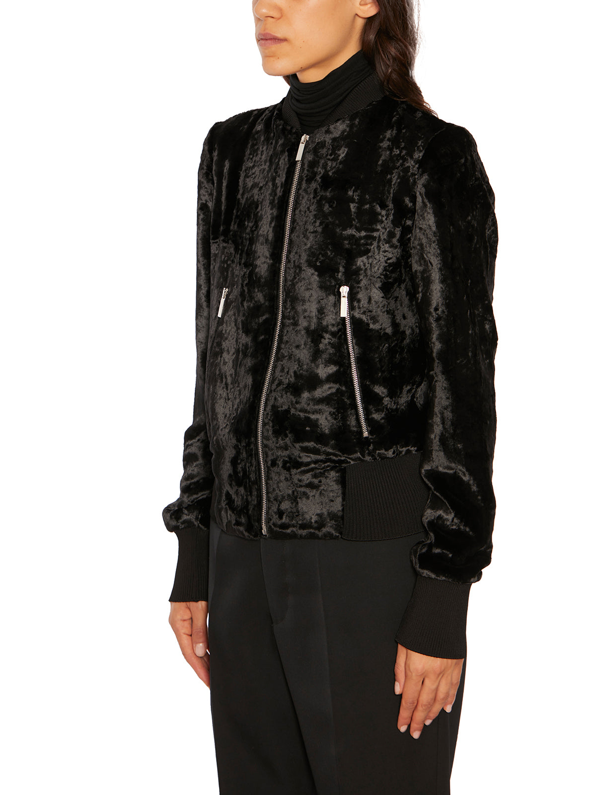 SAPIO Velvet Bomber Jacket with Zip Closure - Size 38