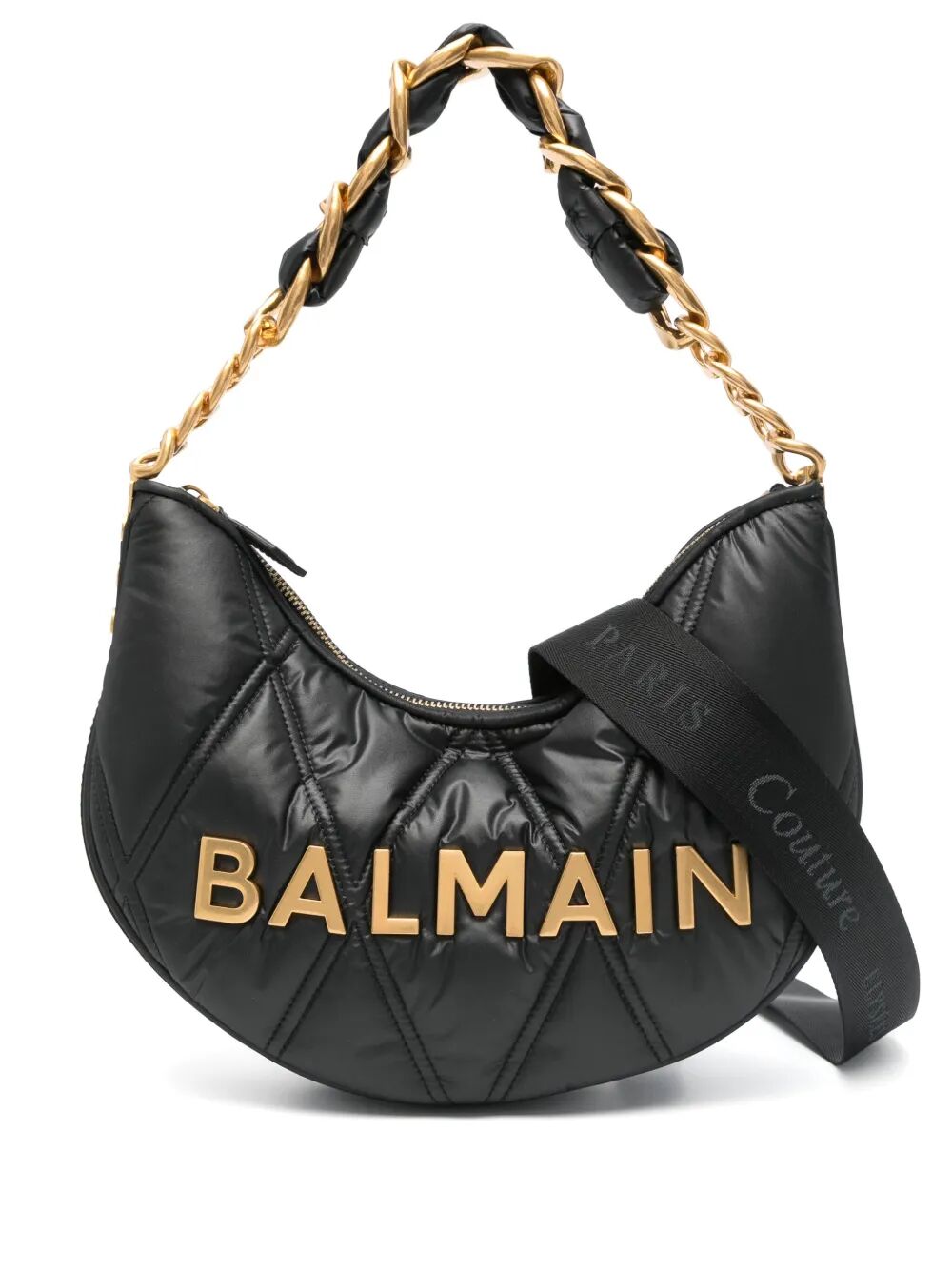 BALMAIN Soft Moon Mini Handbag - Grid Quilted Nylon