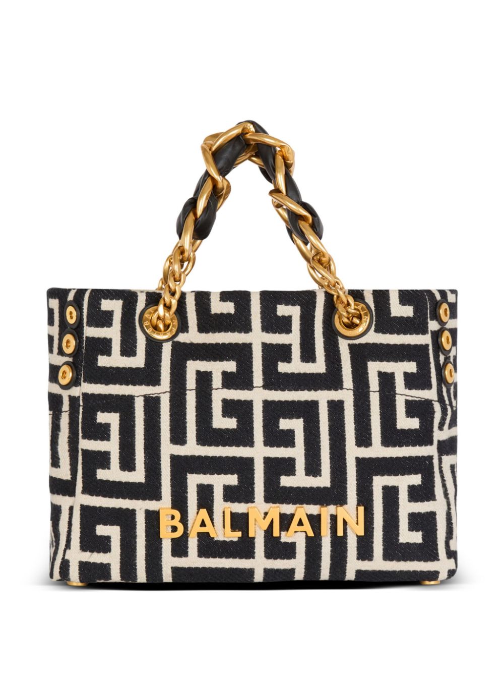 BALMAIN Monogram Jacquard Tote Handbag
