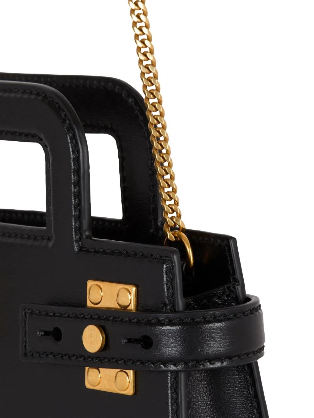 BALMAIN Mini Leather Handbag with Detachable Chain Strap