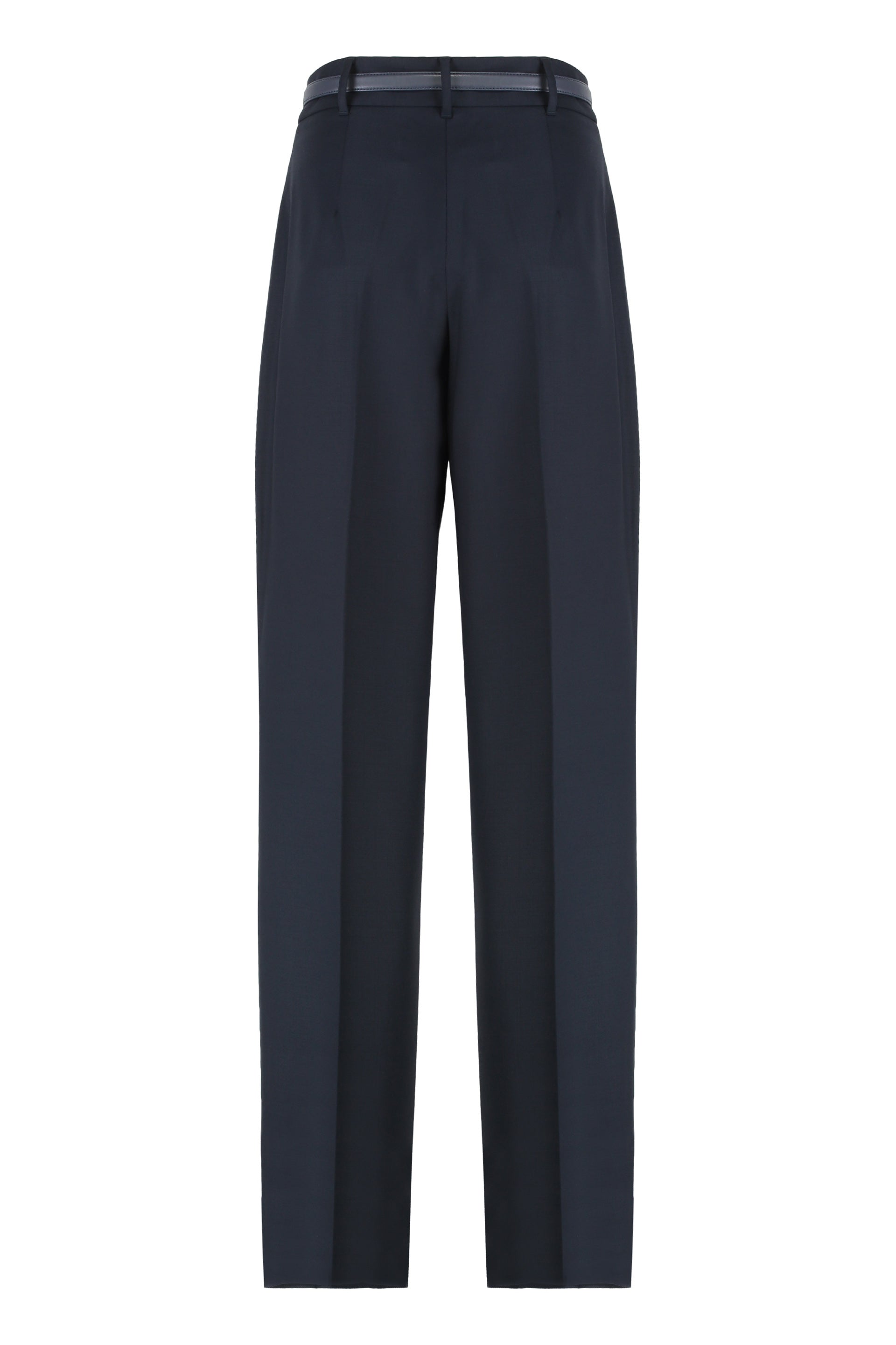 MAX MARA STUDIO Slim Fit Wool Trousers with Belt - Women's Fashion