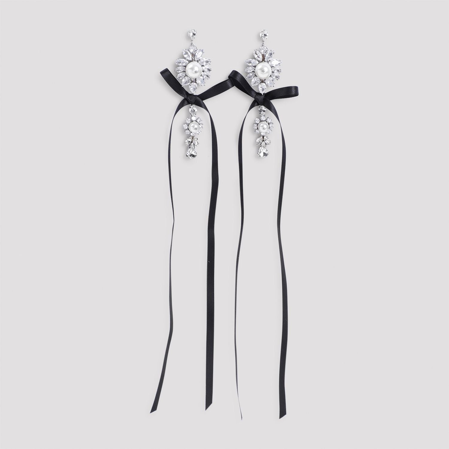 SIMONE ROCHA Diamante & Pearl Crest Bow Mini Earrings