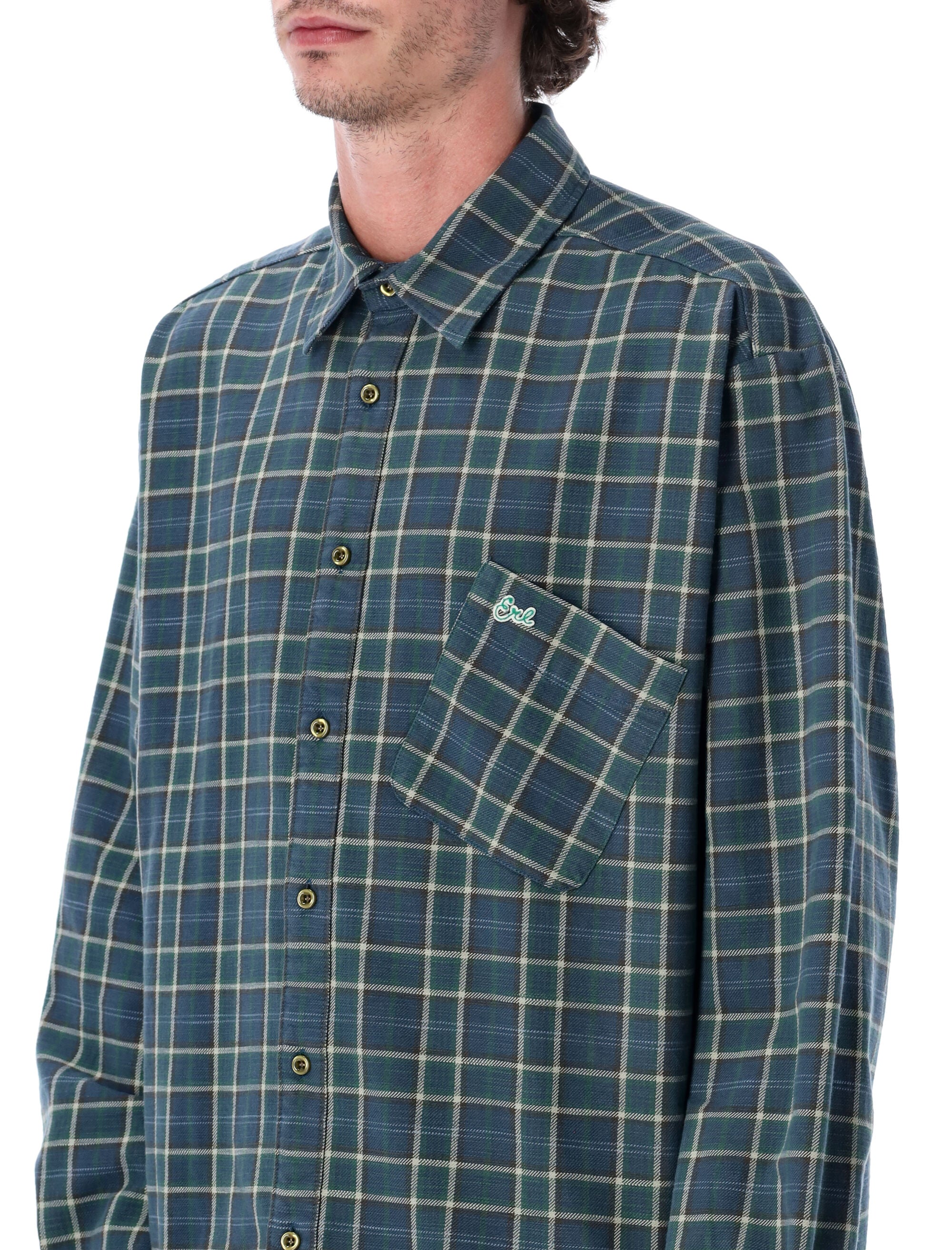 ERL Relaxed Fit Cotton Check Shirt - Size M