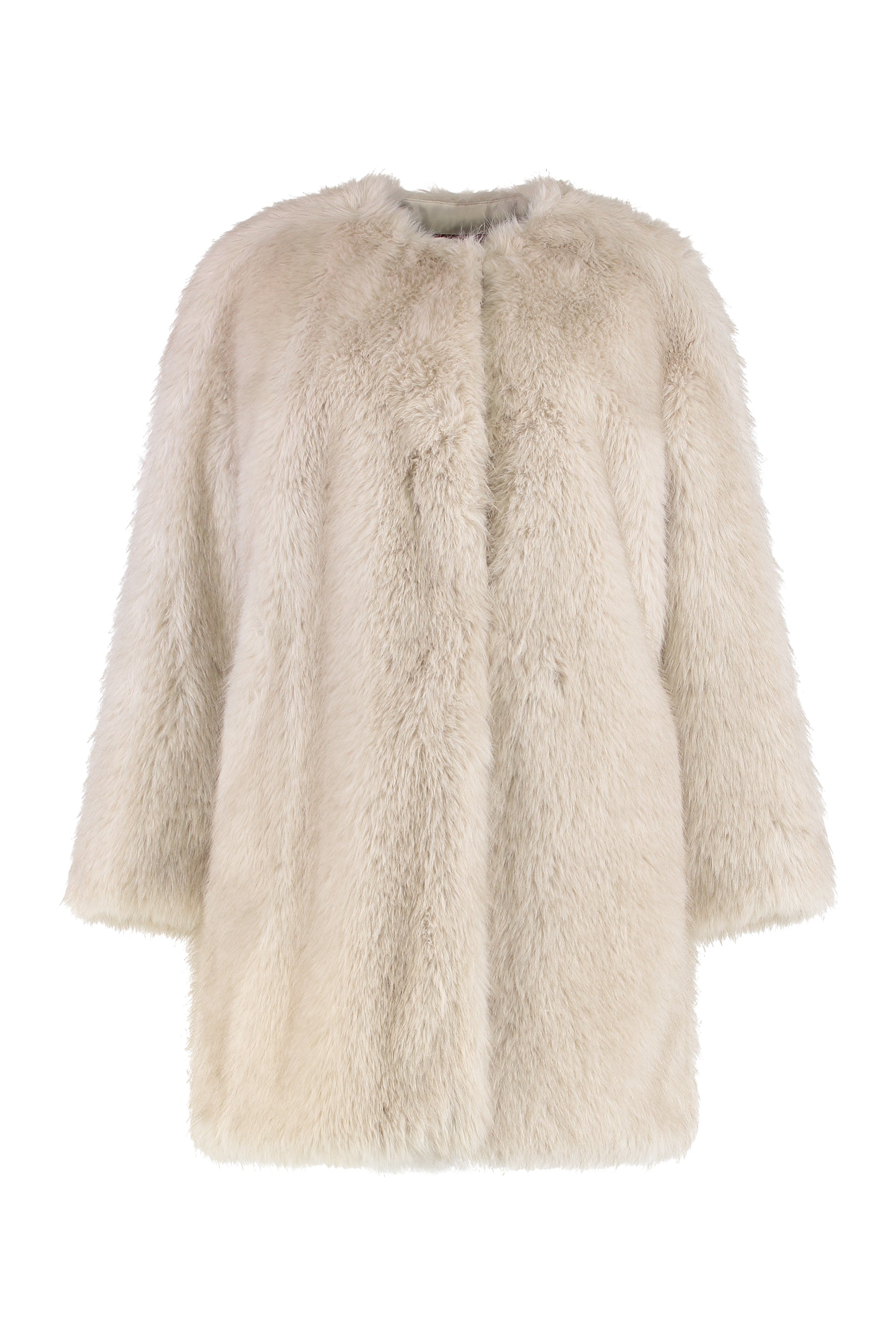 MAX MARA STUDIO Oversized Synthetic Fur Jacket with Puff Sleeves