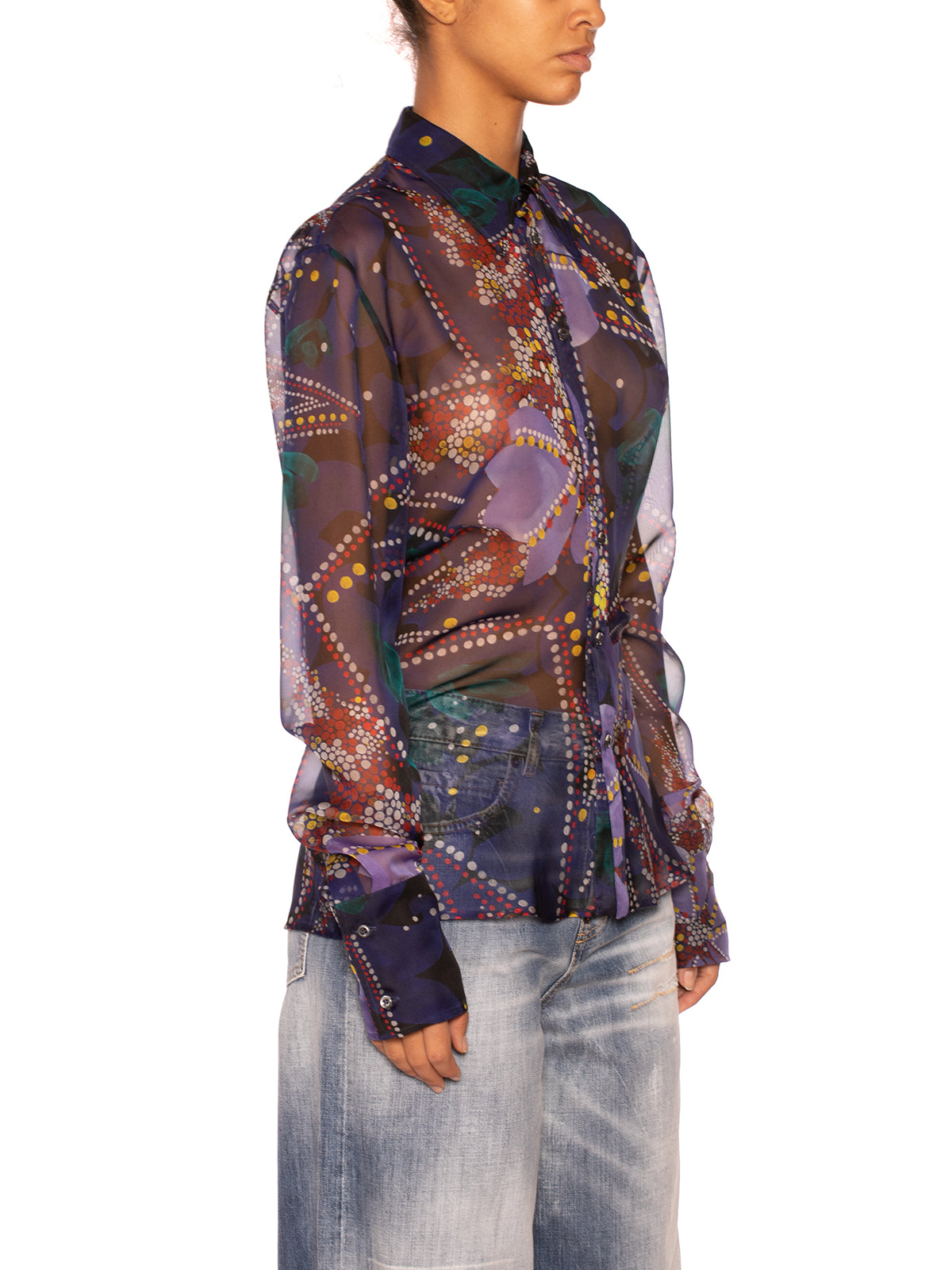 DSQUARED2 Chiffon Floral Print Slim Fit Shirt - Size 40