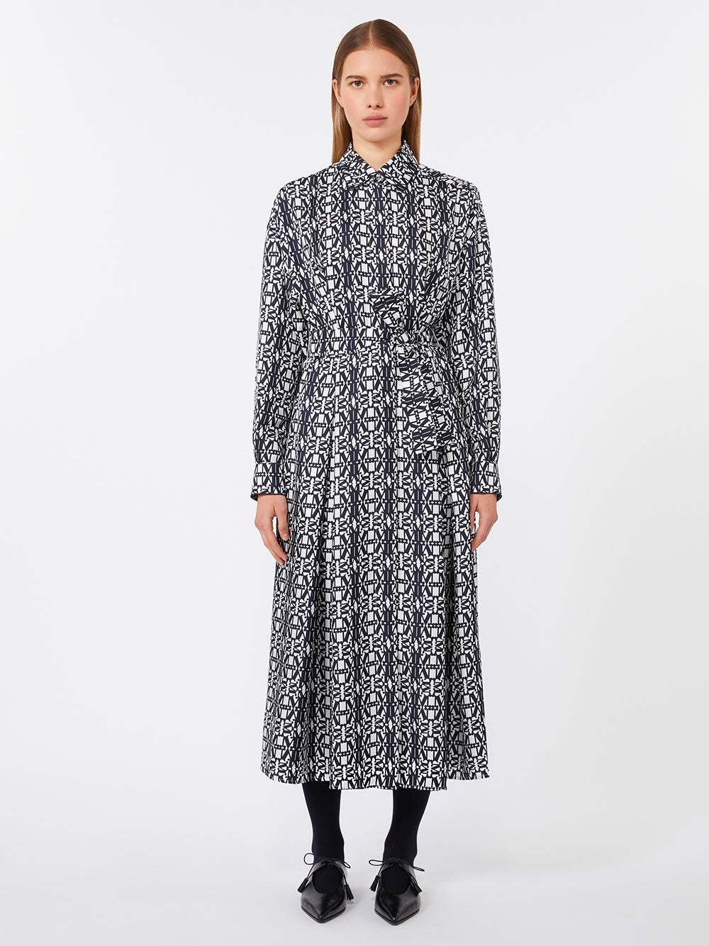 MAX MARA Printed Twill Shirt Dress