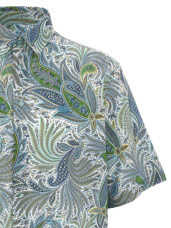 ETRO Paisley Floral Print Short Sleeve Shirt for Men