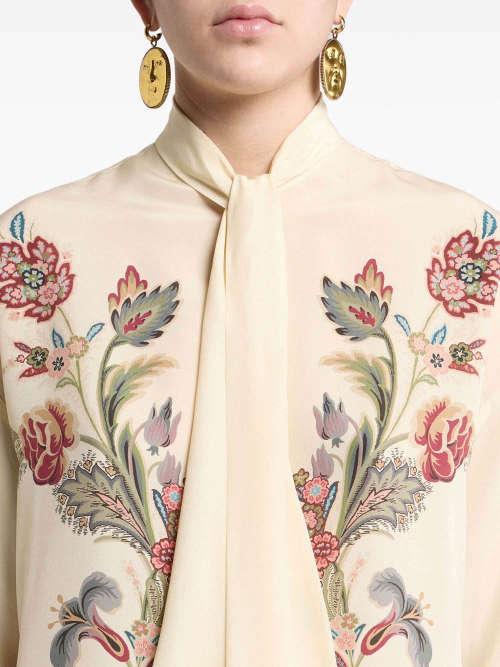 ETRO Elegant Floral Print Blouse with Lavalliére Collar for Women - FW25