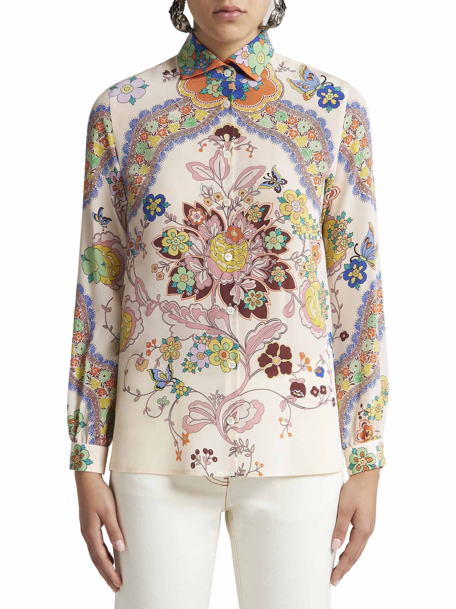 ETRO Floral Paisley Print Shirt Size 40 IT