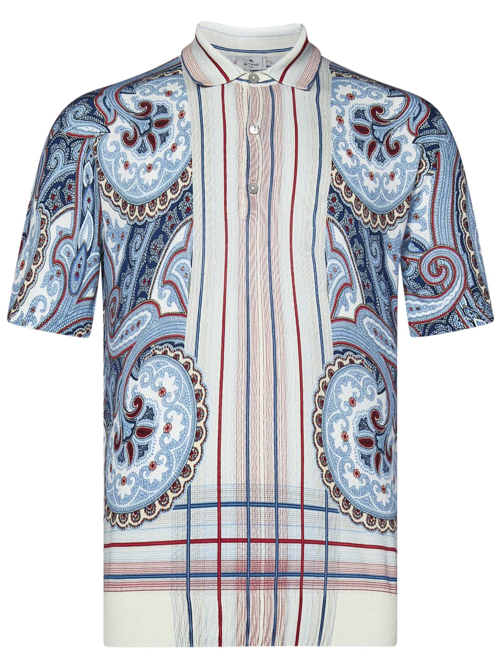 ETRO Stylish Paisley Print Polo Shirt Size M