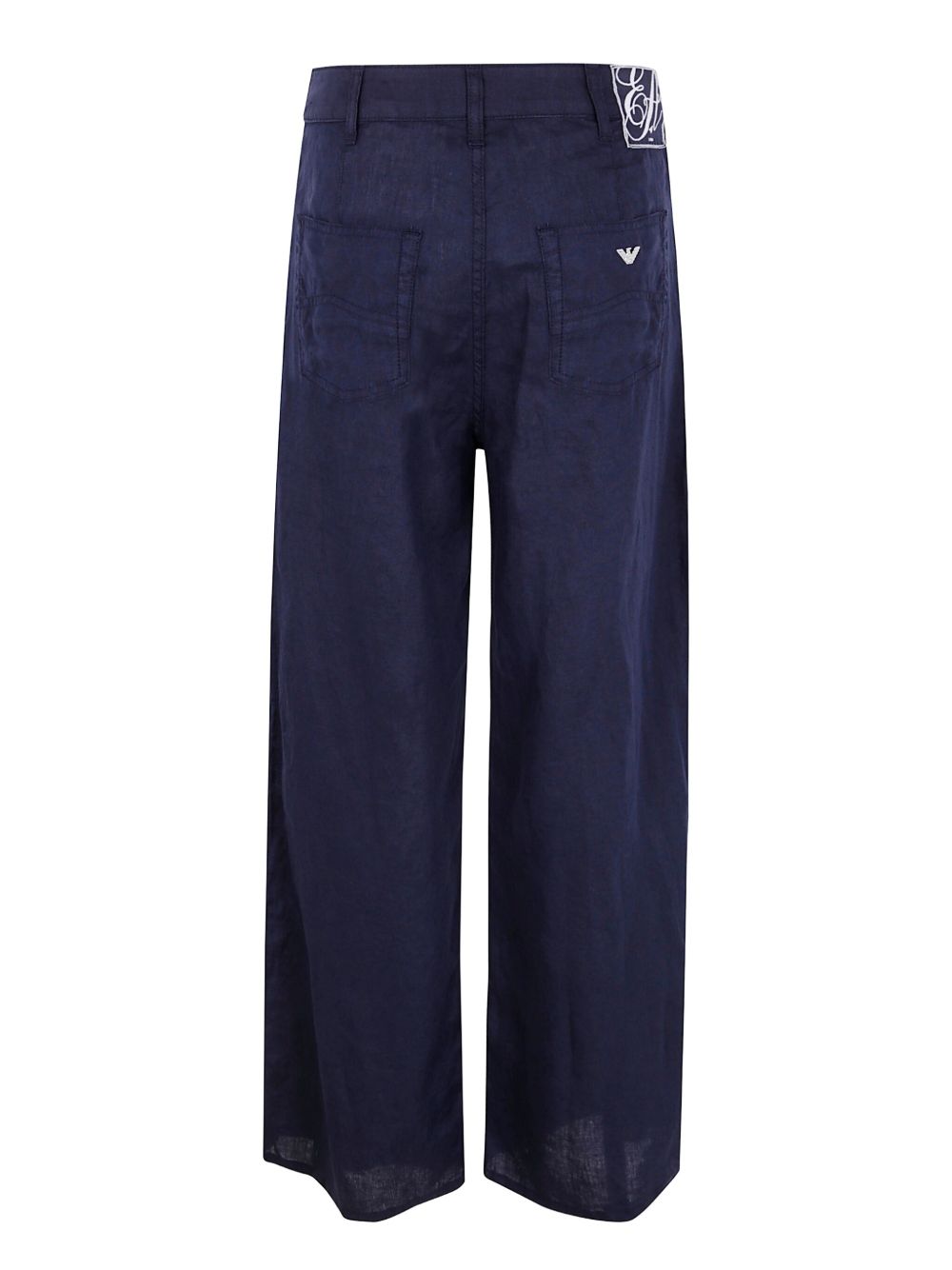 EMPORIO ARMANI Women's Linen Trousers with Front Button Fastening