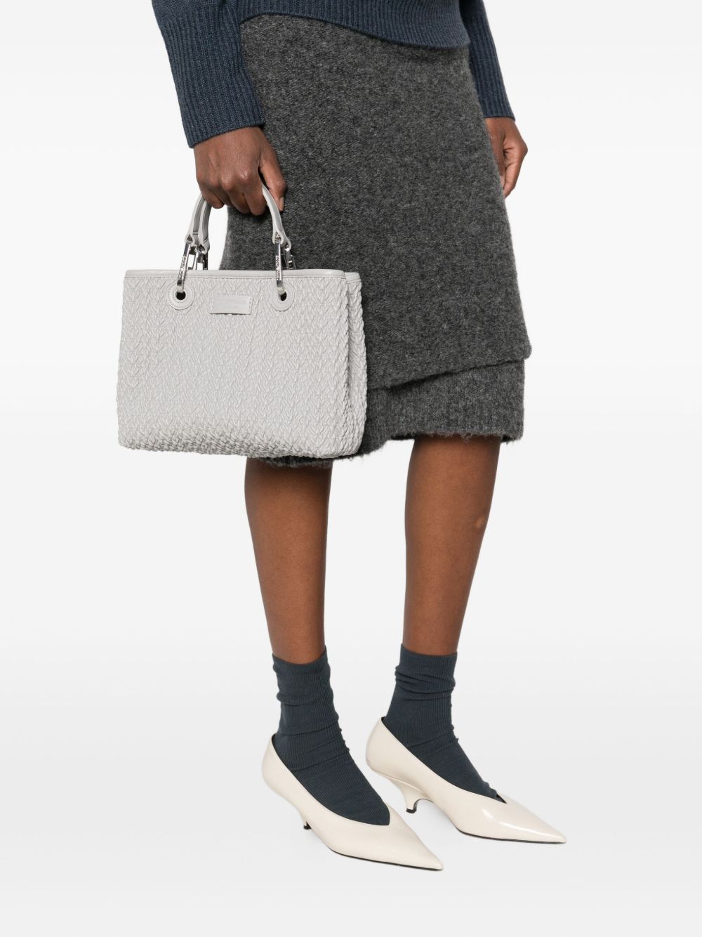 EMPORIO ARMANI Woven Design Small Shopping Handbag