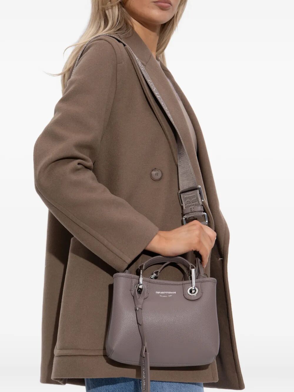 EMPORIO ARMANI Mini Pebbled Texture Shopping Handbag