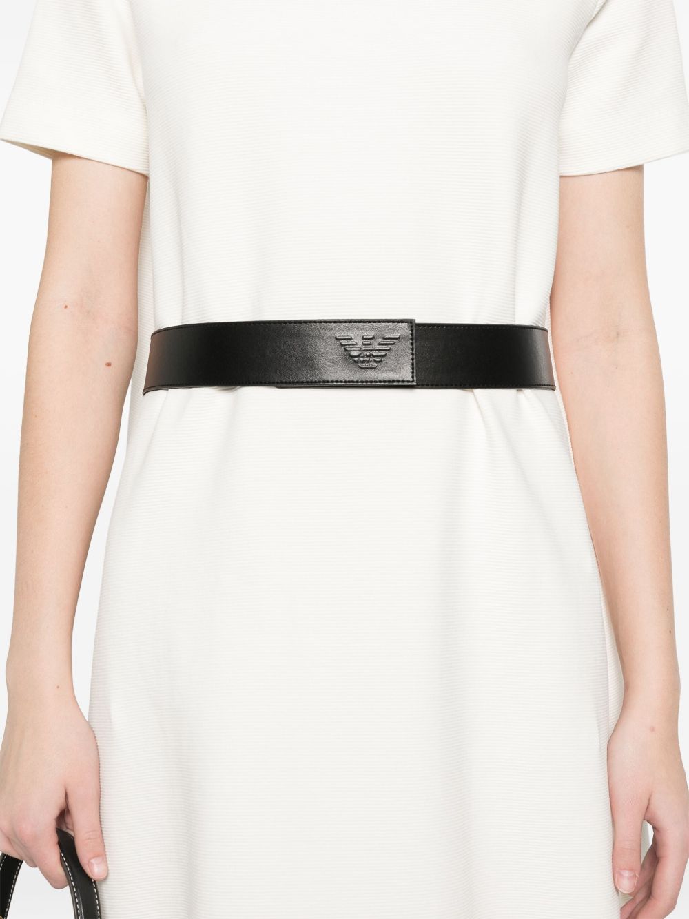 EMPORIO ARMANI Cotton Mini Short Dress with Belted Waist