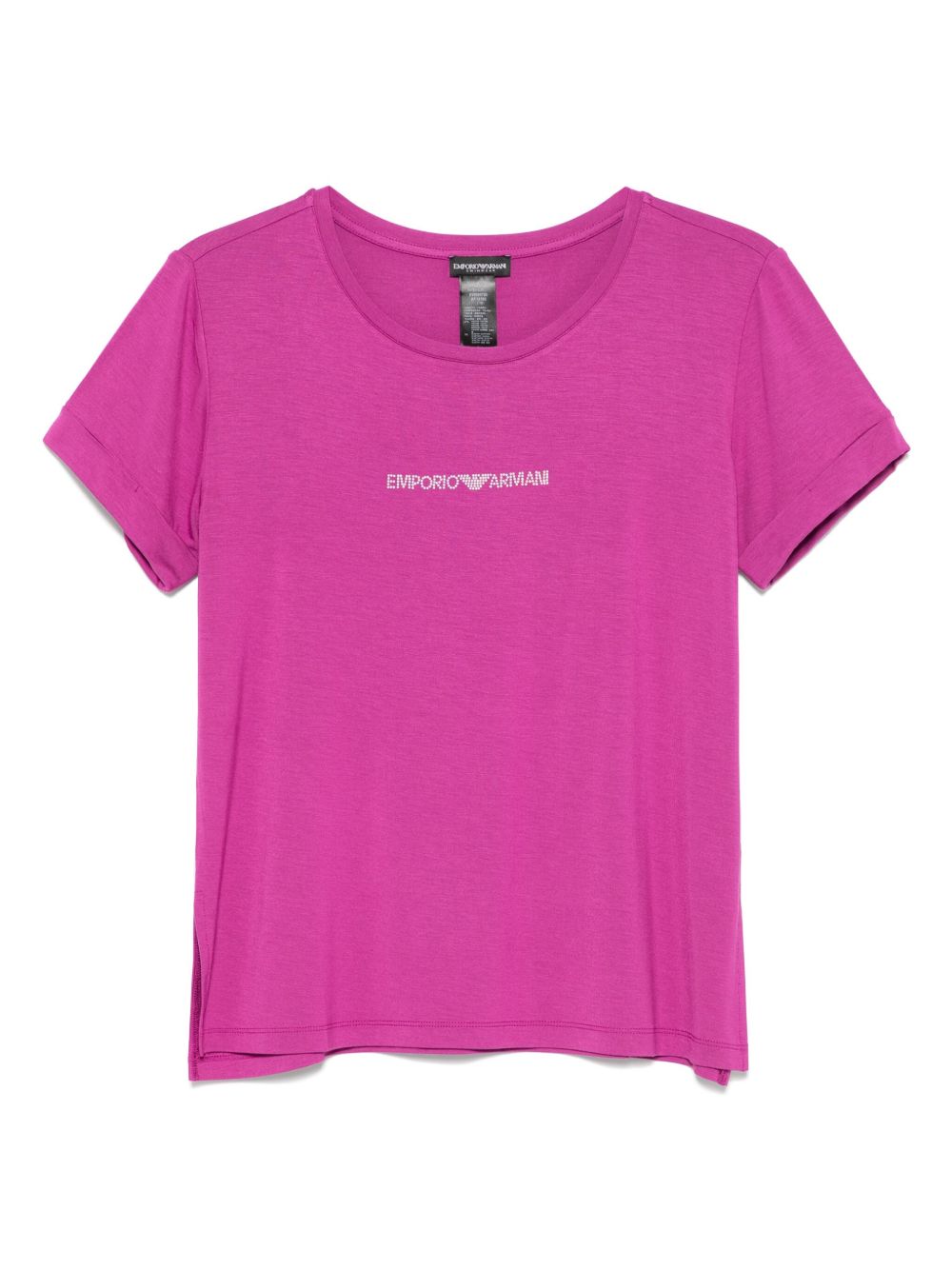 EMPORIO ARMANI Cotton Crew Neck T-Shirt with Side Slits for Women