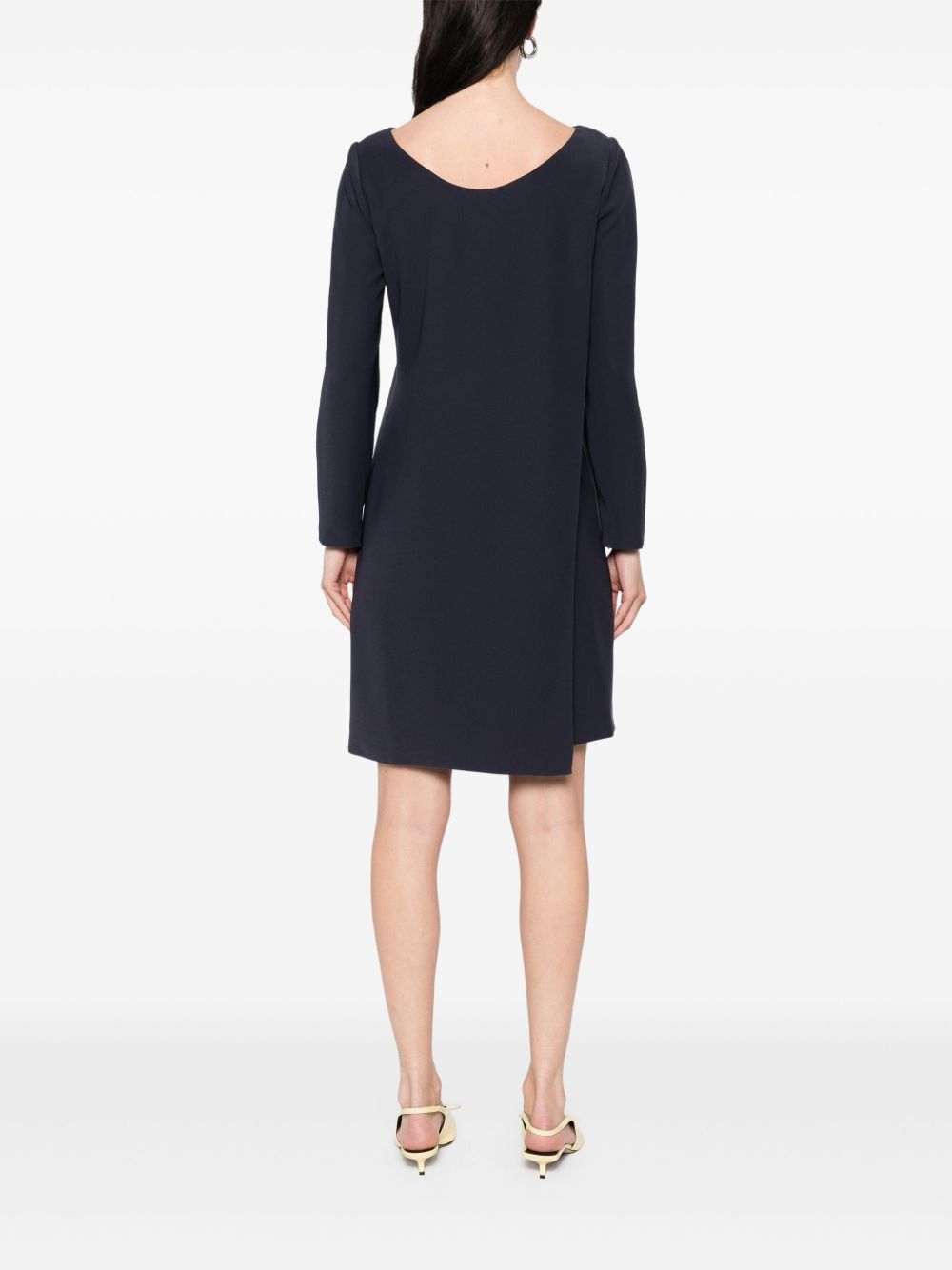 EMPORIO ARMANI Cady Mini Dress with U-Neck and Overlapping Panel